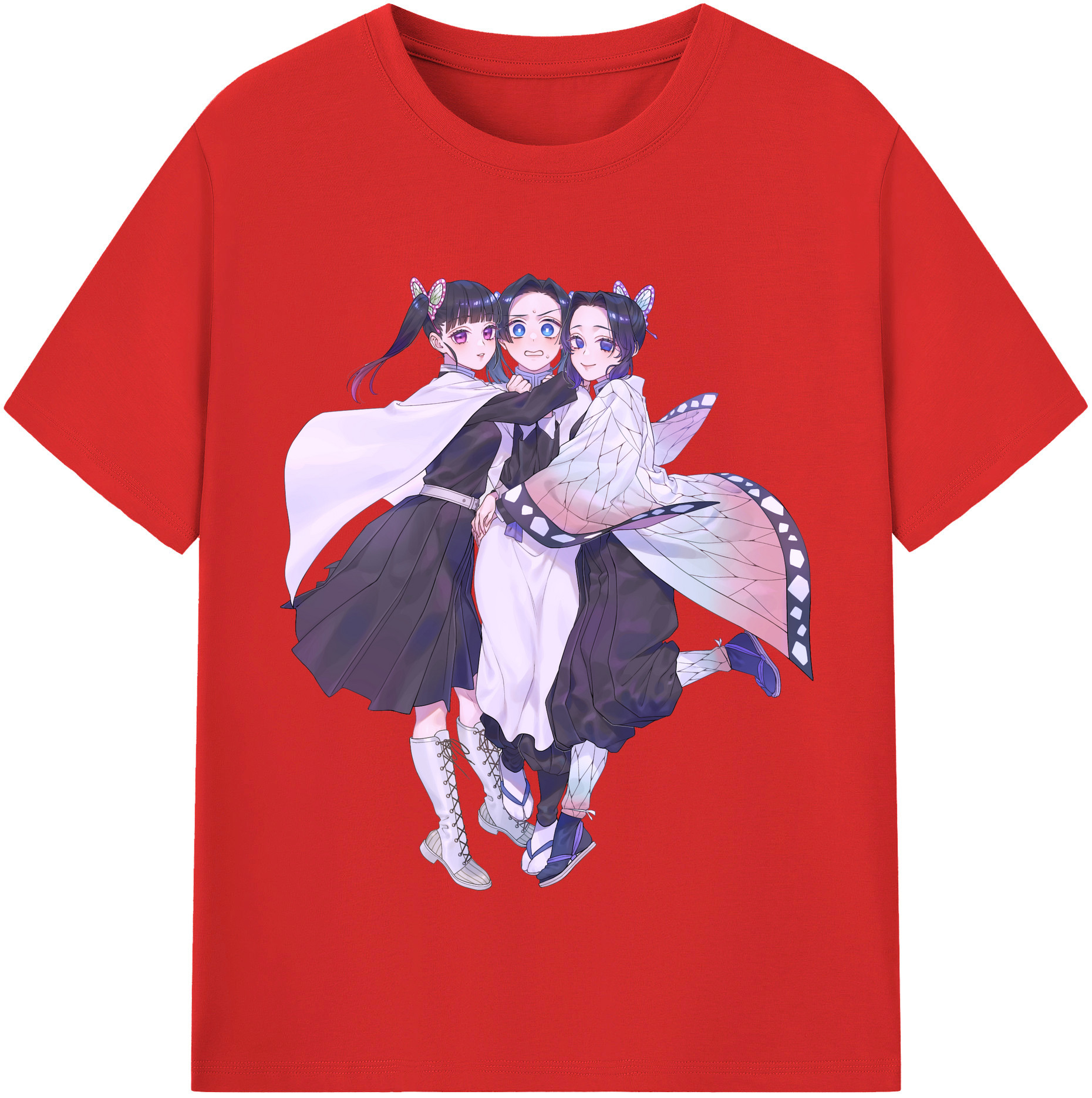 （画像用） 鬼滅の刃（きめつのやいば）蟲柱-胡蝶 しのぶ／こちょう しのぶ Kochou Shinobu レディースカジュアルプリントTシャツ（綿100％）