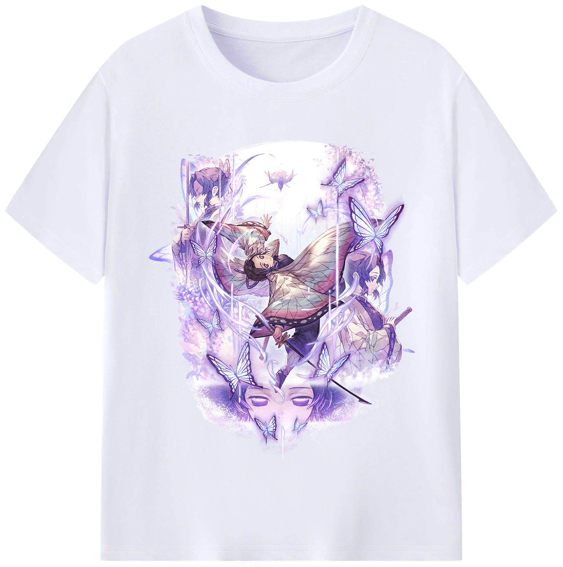 （画像用） 鬼滅の刃（きめつのやいば）蟲柱-胡蝶 しのぶ／こちょう しのぶ Kochou Shinobu レディースカジュアルプリントTシャツ（綿100％）