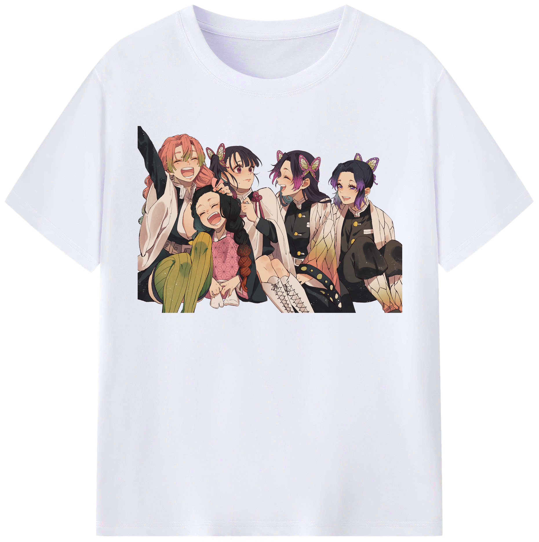 （画像用） 鬼滅の刃（きめつのやいば）蟲柱-胡蝶 しのぶ／こちょう しのぶ Kochou Shinobu レディースカジュアルプリントTシャツ（綿100％）