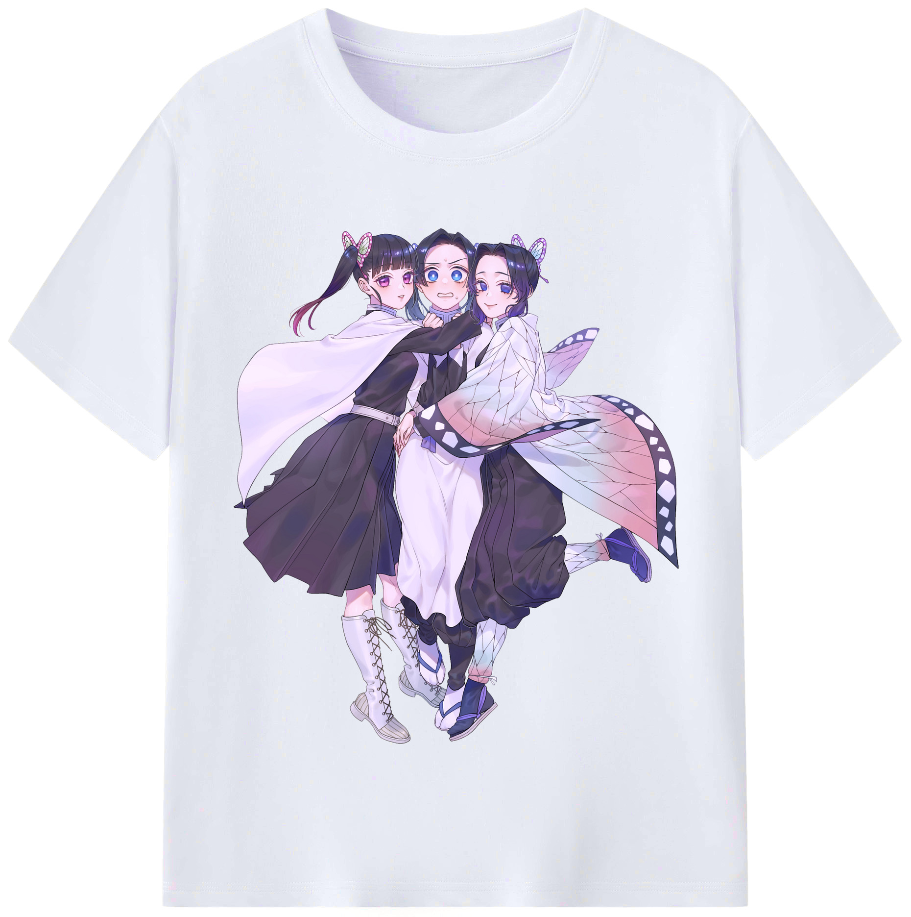 （画像用） 鬼滅の刃（きめつのやいば）蟲柱-胡蝶 しのぶ／こちょう しのぶ Kochou Shinobu レディースカジュアルプリントTシャツ（綿100％）