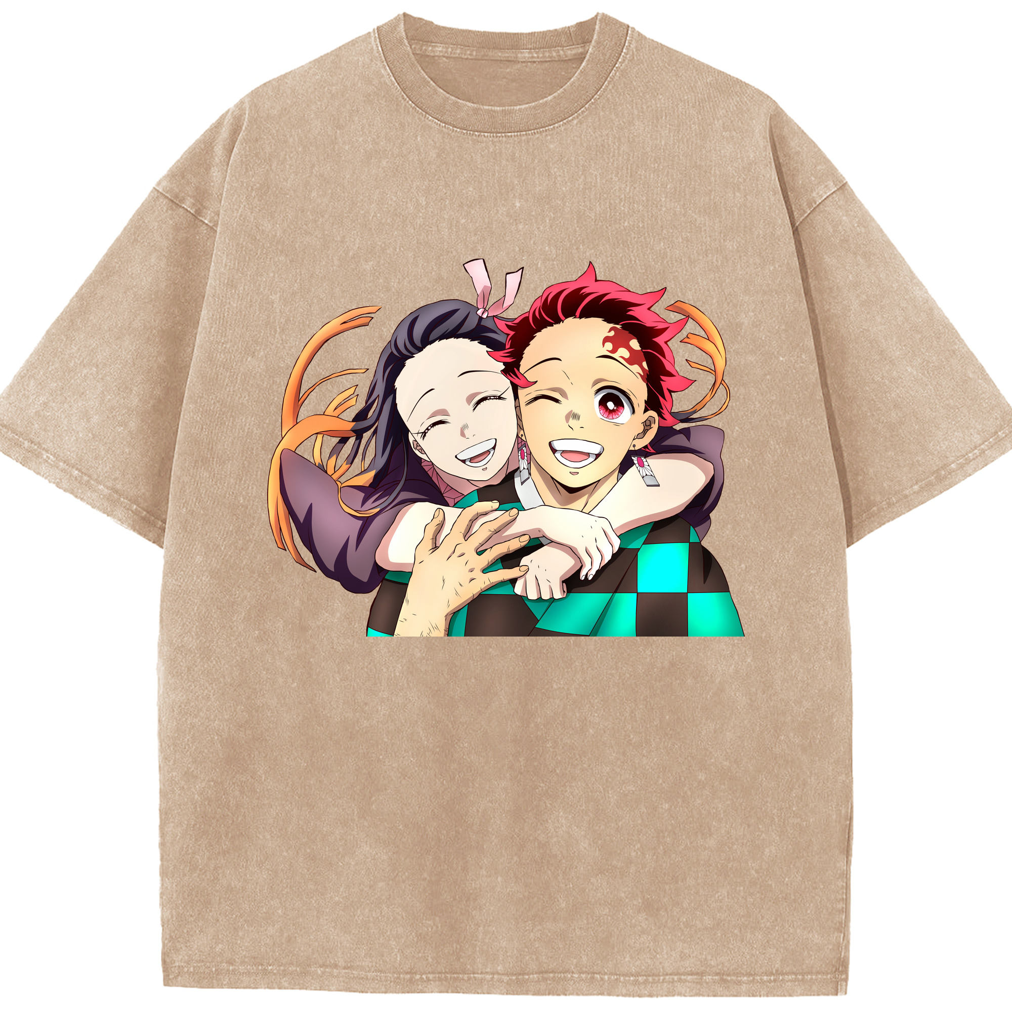 （画像用） 鬼滅の刃（きめつのやいば）竈門 禰󠄀豆子／かまど ねずこ Kamado Nezuko 綿100% ヴィンテージ風 半袖Tシャツ（フロントプリント）