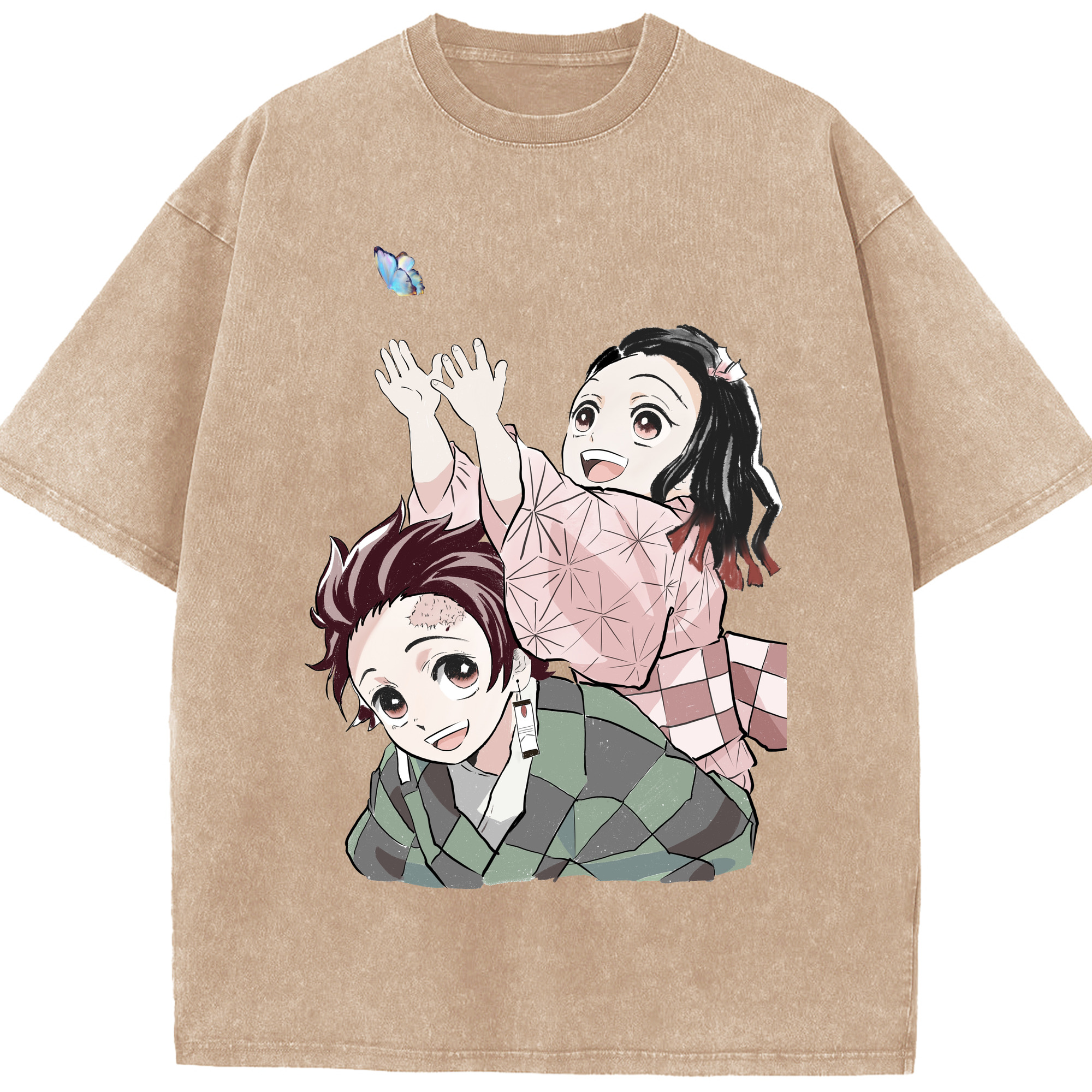 （画像用） 鬼滅の刃（きめつのやいば）竈門 禰󠄀豆子／かまど ねずこ Kamado Nezuko 綿100% ヴィンテージ風 半袖Tシャツ（フロントプリント）