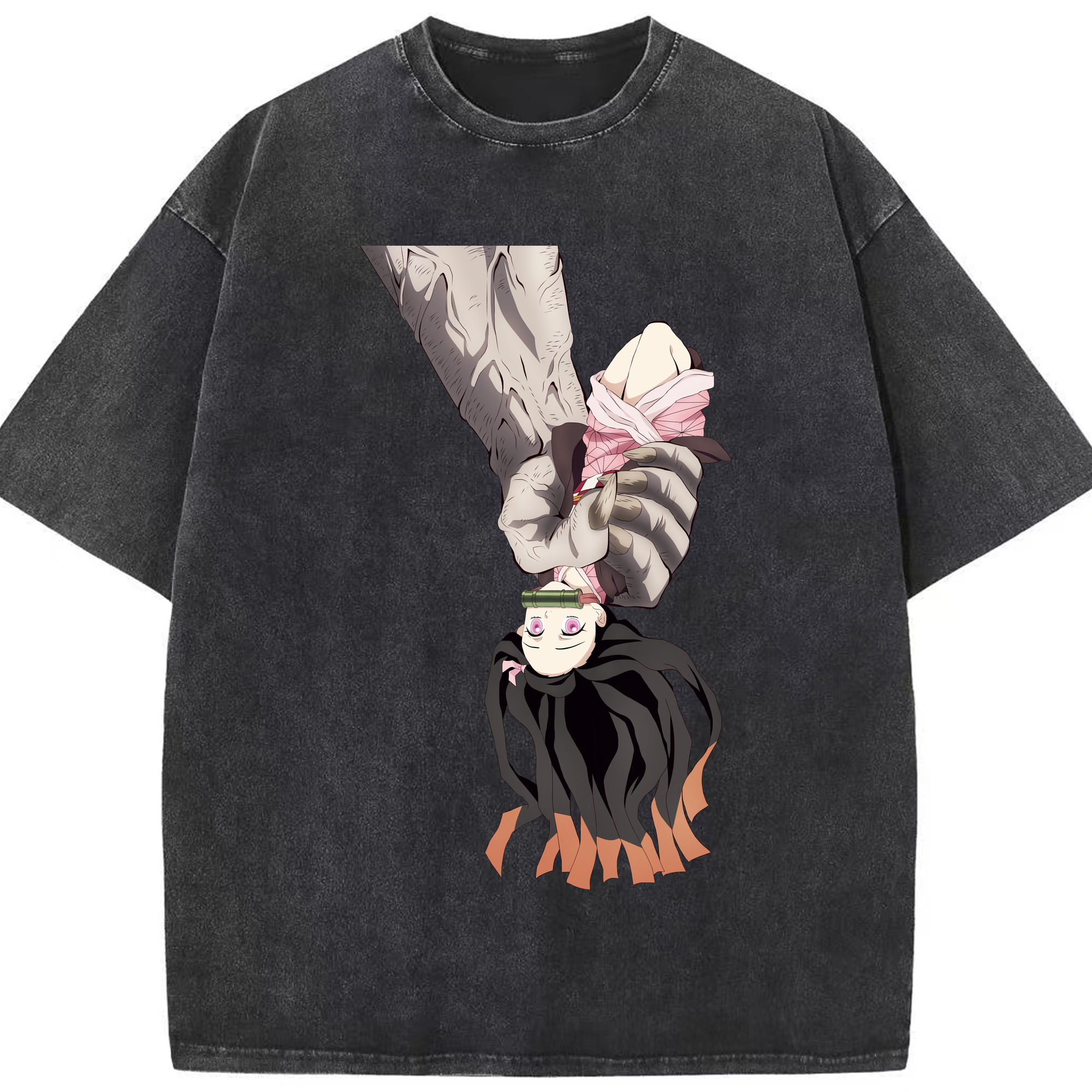 （画像用） 鬼滅の刃（きめつのやいば）竈門 禰󠄀豆子／かまど ねずこ Kamado Nezuko 綿100% ヴィンテージ風 半袖Tシャツ（フロントプリント）