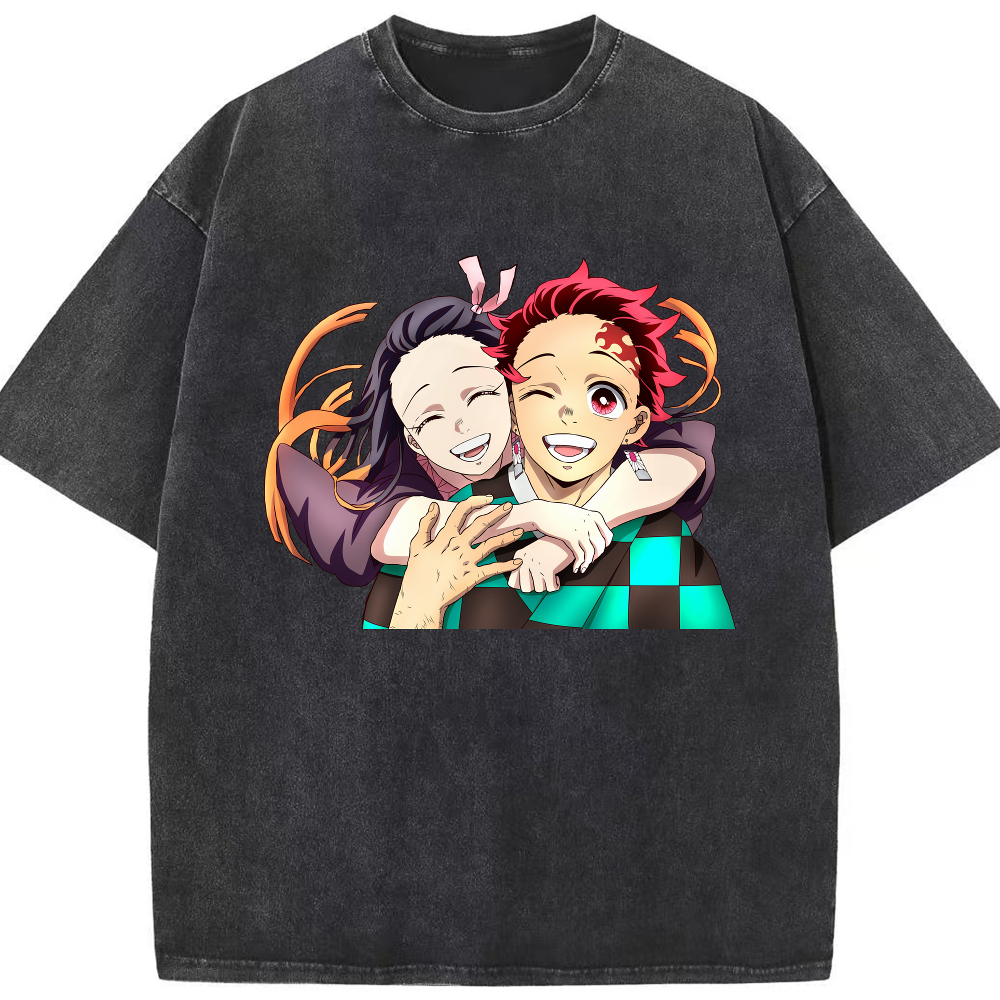 （画像用） 鬼滅の刃（きめつのやいば）竈門 禰󠄀豆子／かまど ねずこ Kamado Nezuko 綿100% ヴィンテージ風 半袖Tシャツ（フロントプリント）