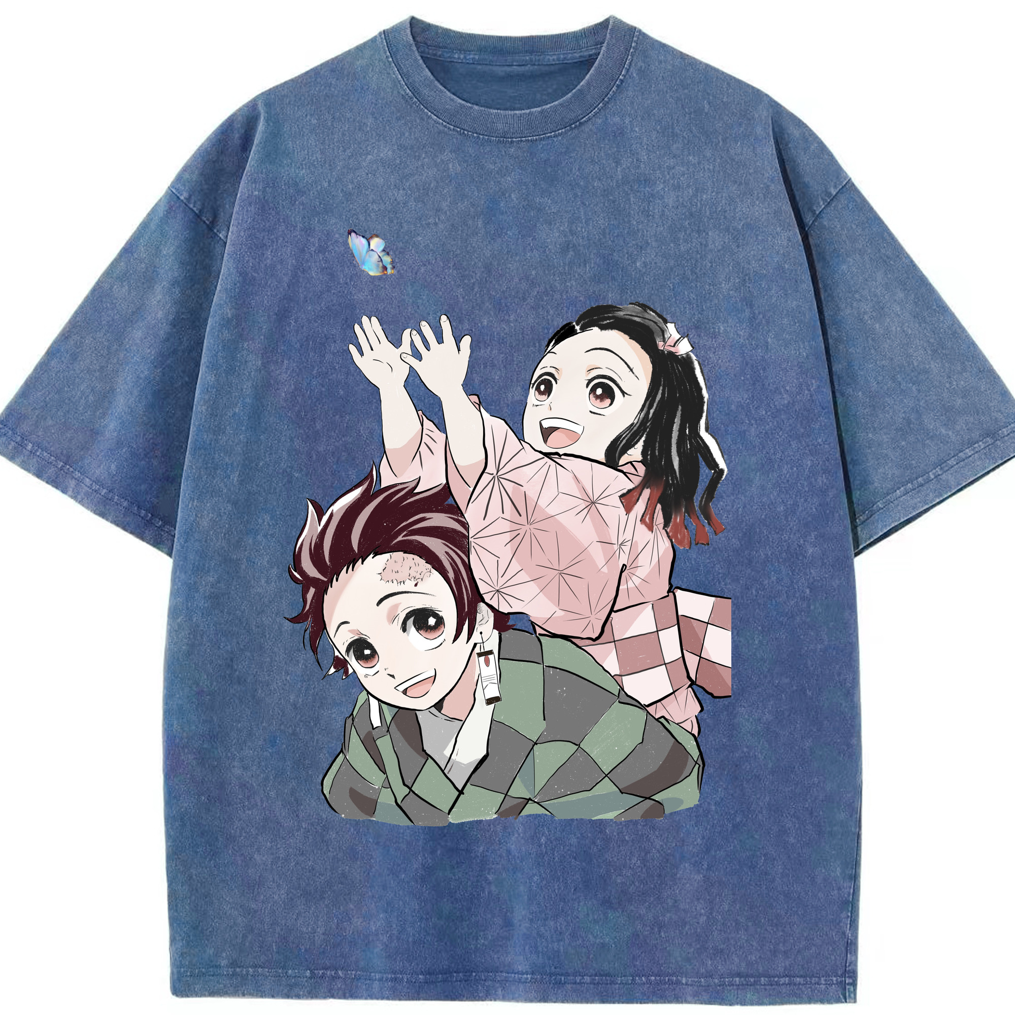 （画像用） 鬼滅の刃（きめつのやいば）竈門 禰󠄀豆子／かまど ねずこ Kamado Nezuko 綿100% ヴィンテージ風 半袖Tシャツ（フロントプリント）