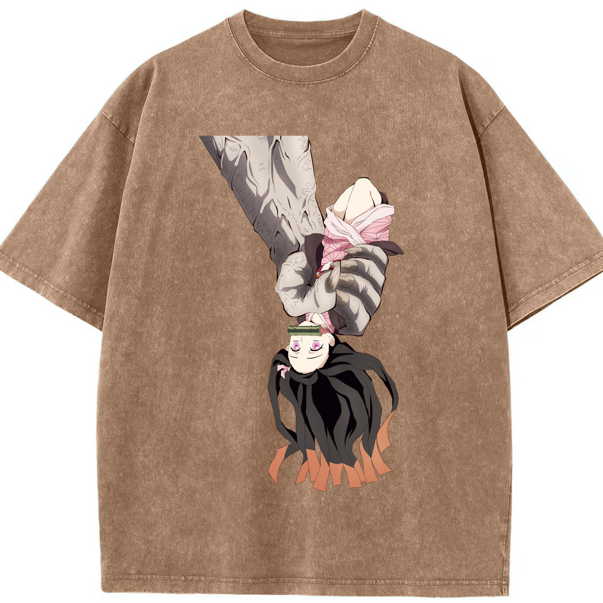 （画像用） 鬼滅の刃（きめつのやいば）竈門 禰󠄀豆子／かまど ねずこ Kamado Nezuko 綿100% ヴィンテージ風 半袖Tシャツ（フロントプリント）
