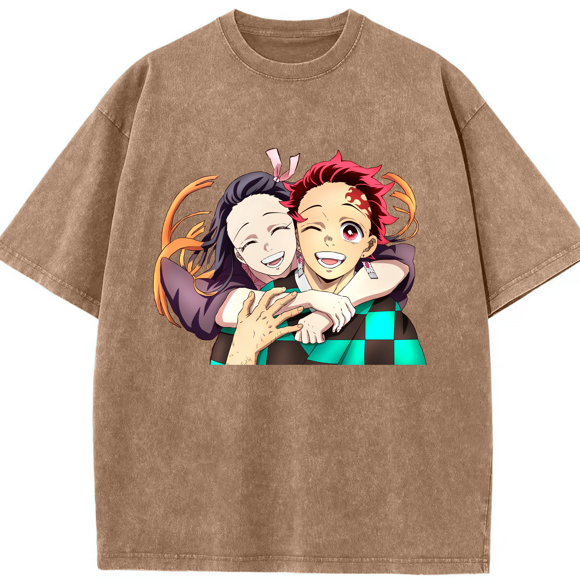 （画像用） 鬼滅の刃（きめつのやいば）竈門 禰󠄀豆子／かまど ねずこ Kamado Nezuko 綿100% ヴィンテージ風 半袖Tシャツ（フロントプリント）