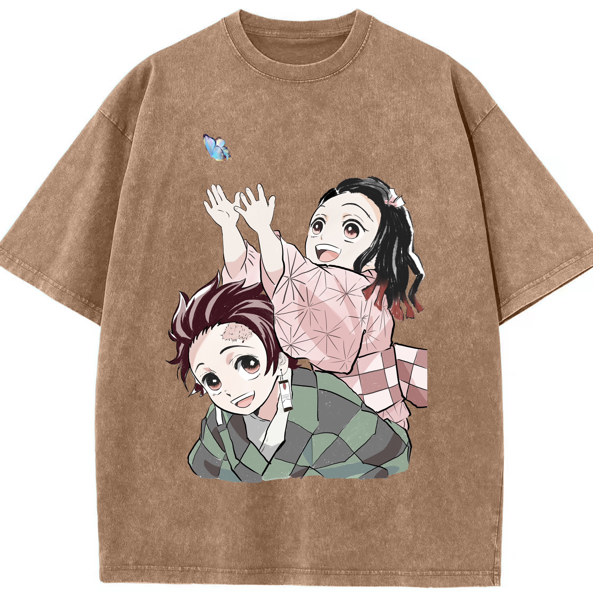 （画像用） 鬼滅の刃（きめつのやいば）竈門 禰󠄀豆子／かまど ねずこ Kamado Nezuko 綿100% ヴィンテージ風 半袖Tシャツ（フロントプリント）