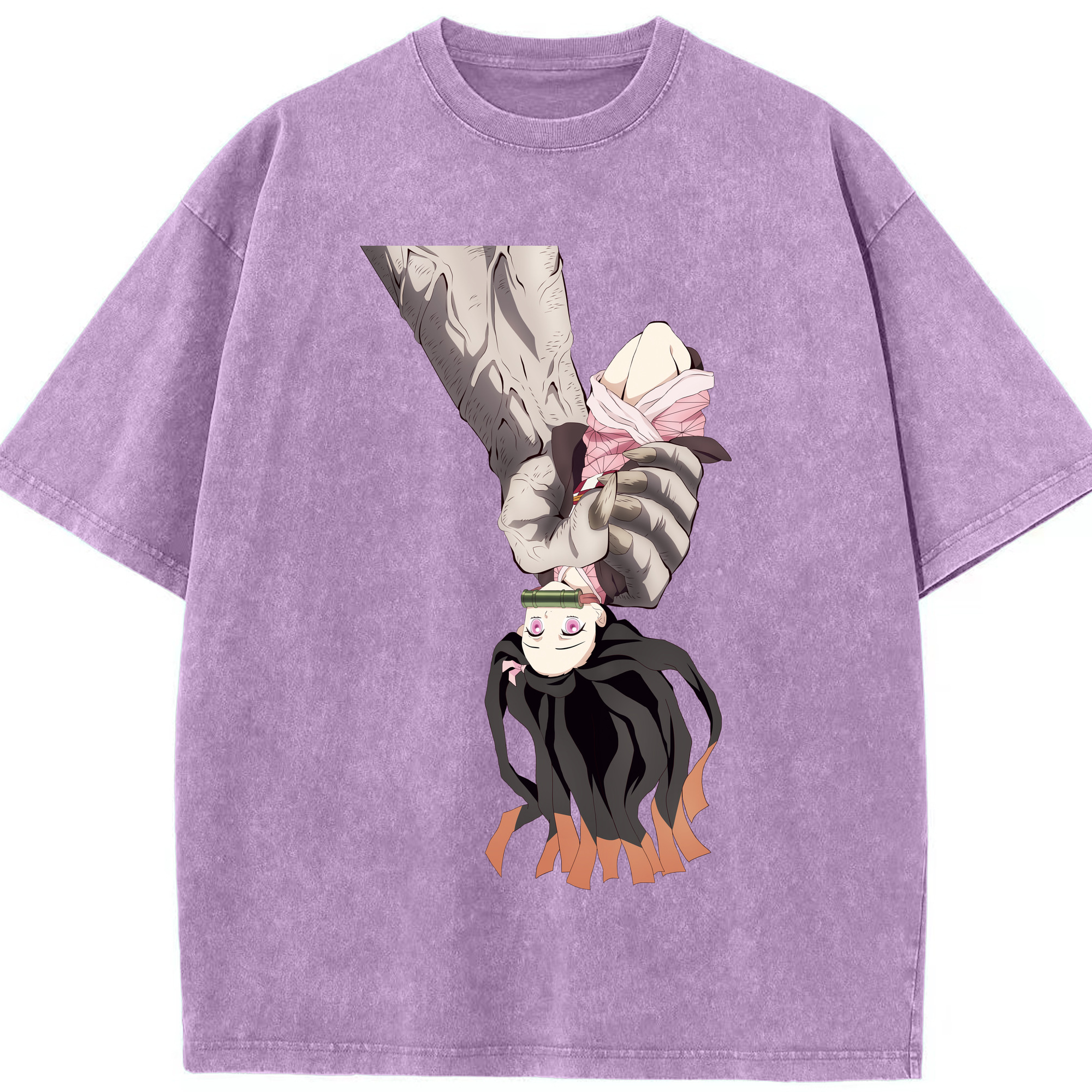 （画像用） 鬼滅の刃（きめつのやいば）竈門 禰󠄀豆子／かまど ねずこ Kamado Nezuko 綿100% ヴィンテージ風 半袖Tシャツ（フロントプリント）