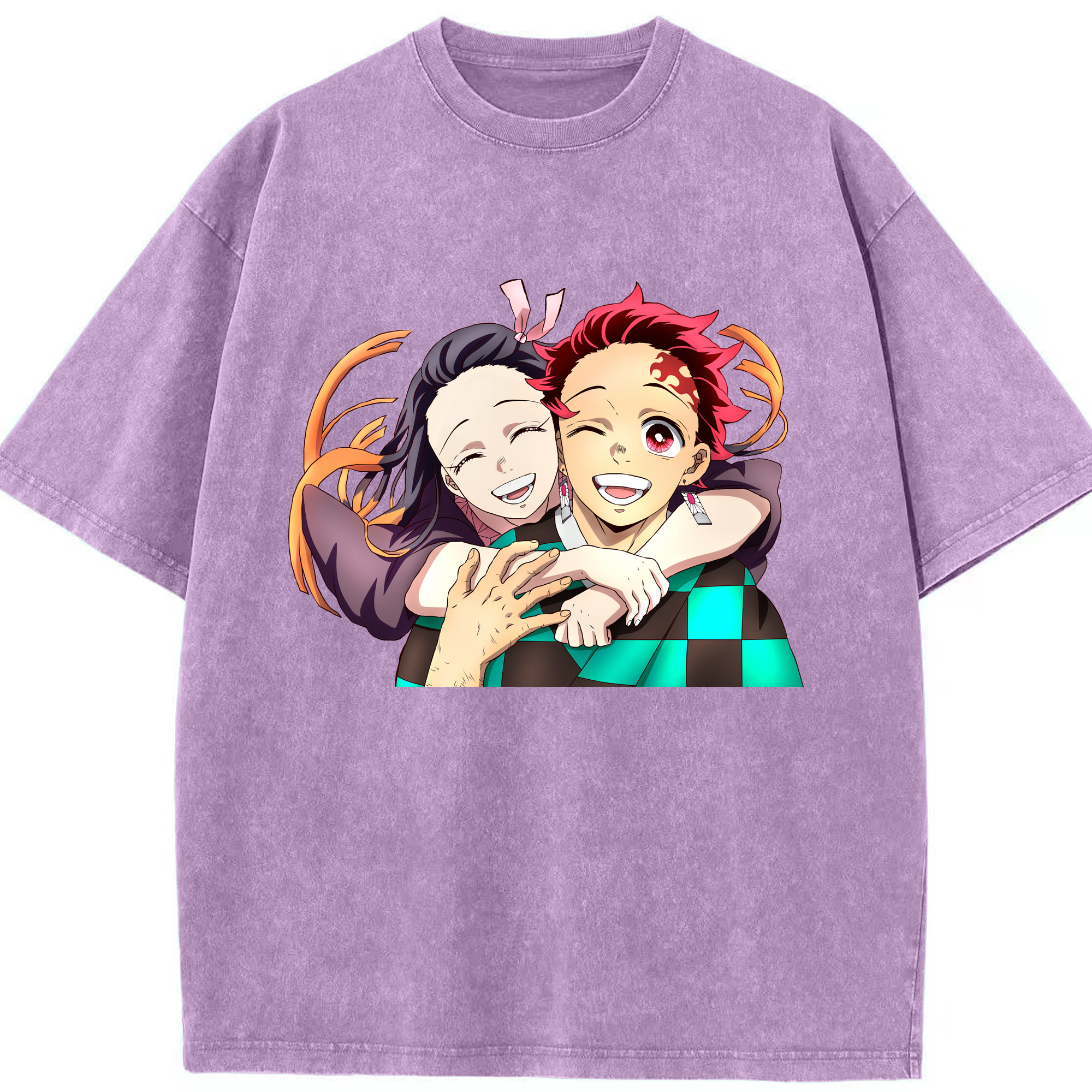 （画像用） 鬼滅の刃（きめつのやいば）竈門 禰󠄀豆子／かまど ねずこ Kamado Nezuko 綿100% ヴィンテージ風 半袖Tシャツ（フロントプリント）