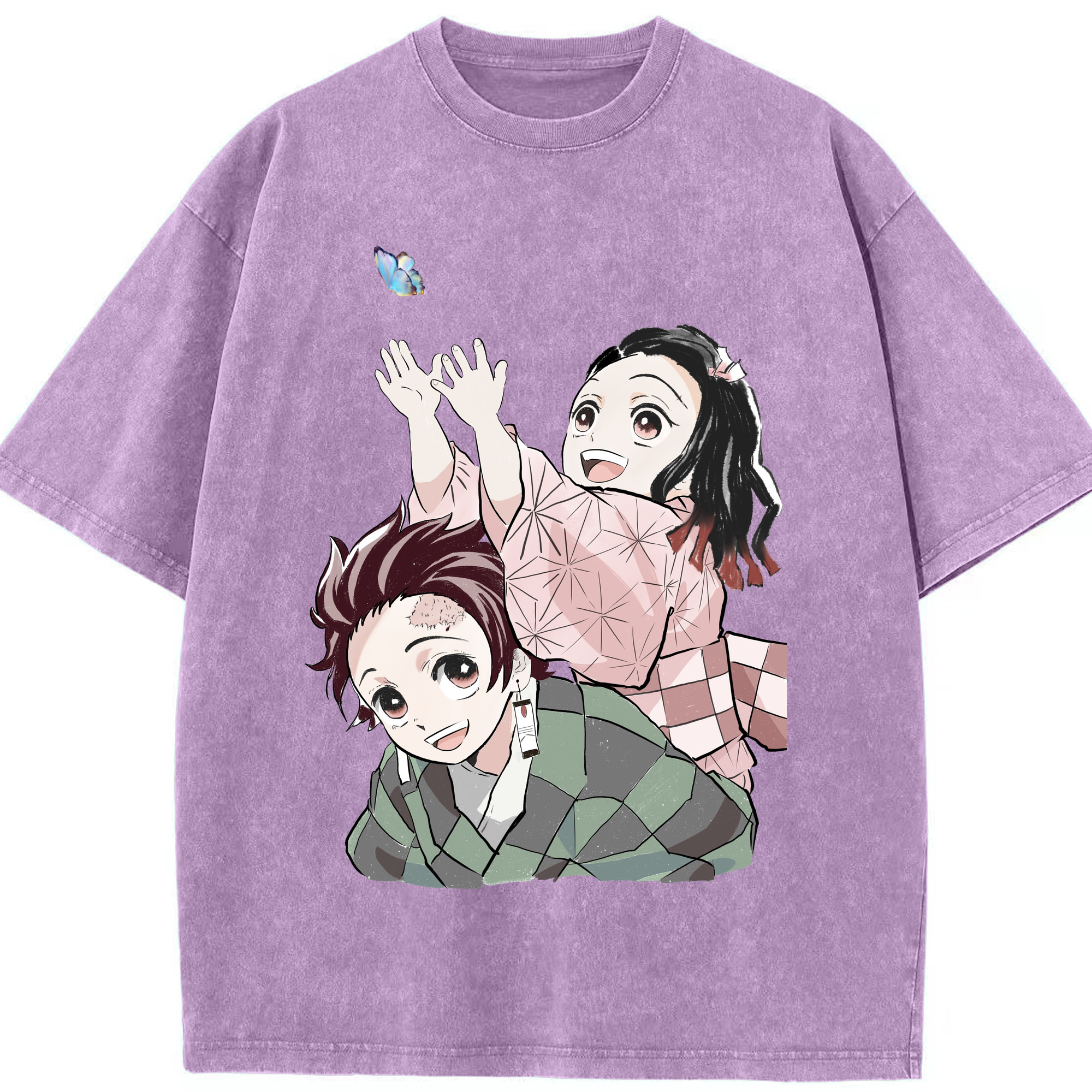 （画像用） 鬼滅の刃（きめつのやいば）竈門 禰󠄀豆子／かまど ねずこ Kamado Nezuko 綿100% ヴィンテージ風 半袖Tシャツ（フロントプリント）