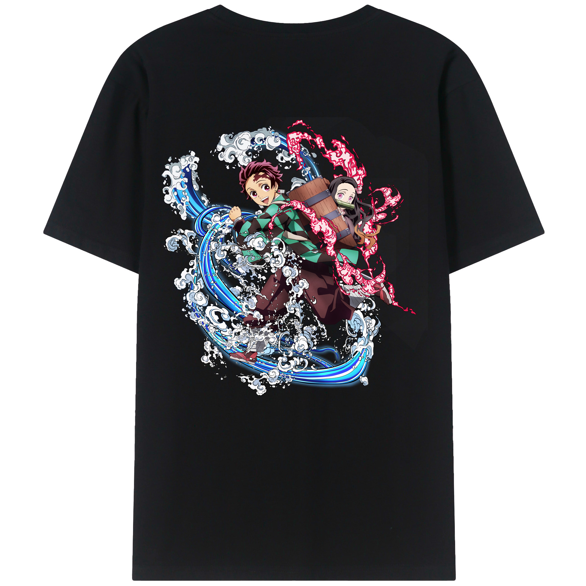 （画像用） 鬼滅の刃（きめつのやいば）竈門 禰󠄀豆子／かまど ねずこ Kamado Nezuko 綿100％ メンズ半袖Tシャツ（バックプリント） 通気性