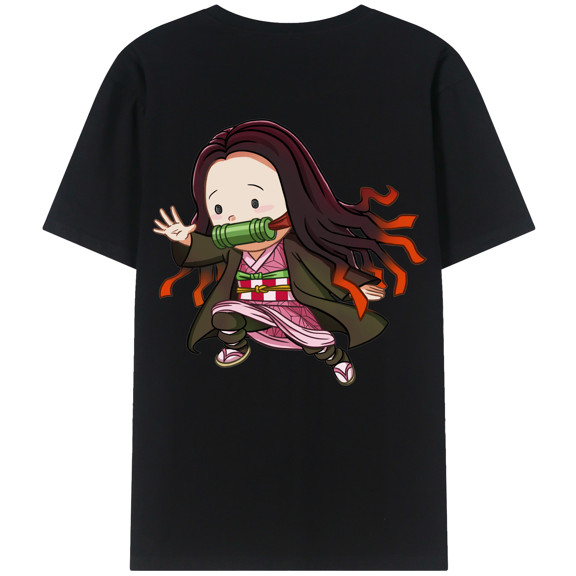 （画像用） 鬼滅の刃（きめつのやいば）竈門 禰󠄀豆子／かまど ねずこ Kamado Nezuko 綿100％ メンズ半袖Tシャツ（バックプリント） 通気性