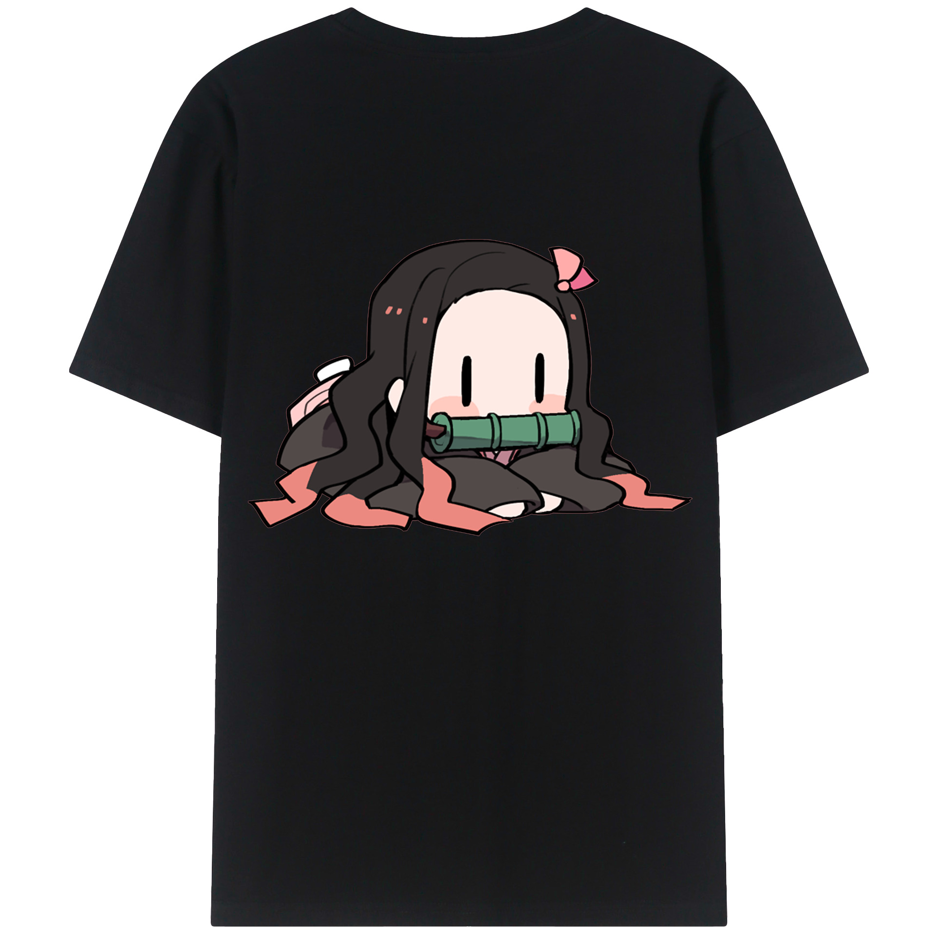 （画像用） 鬼滅の刃（きめつのやいば）竈門 禰󠄀豆子／かまど ねずこ Kamado Nezuko 綿100％ メンズ半袖Tシャツ（バックプリント） 通気性