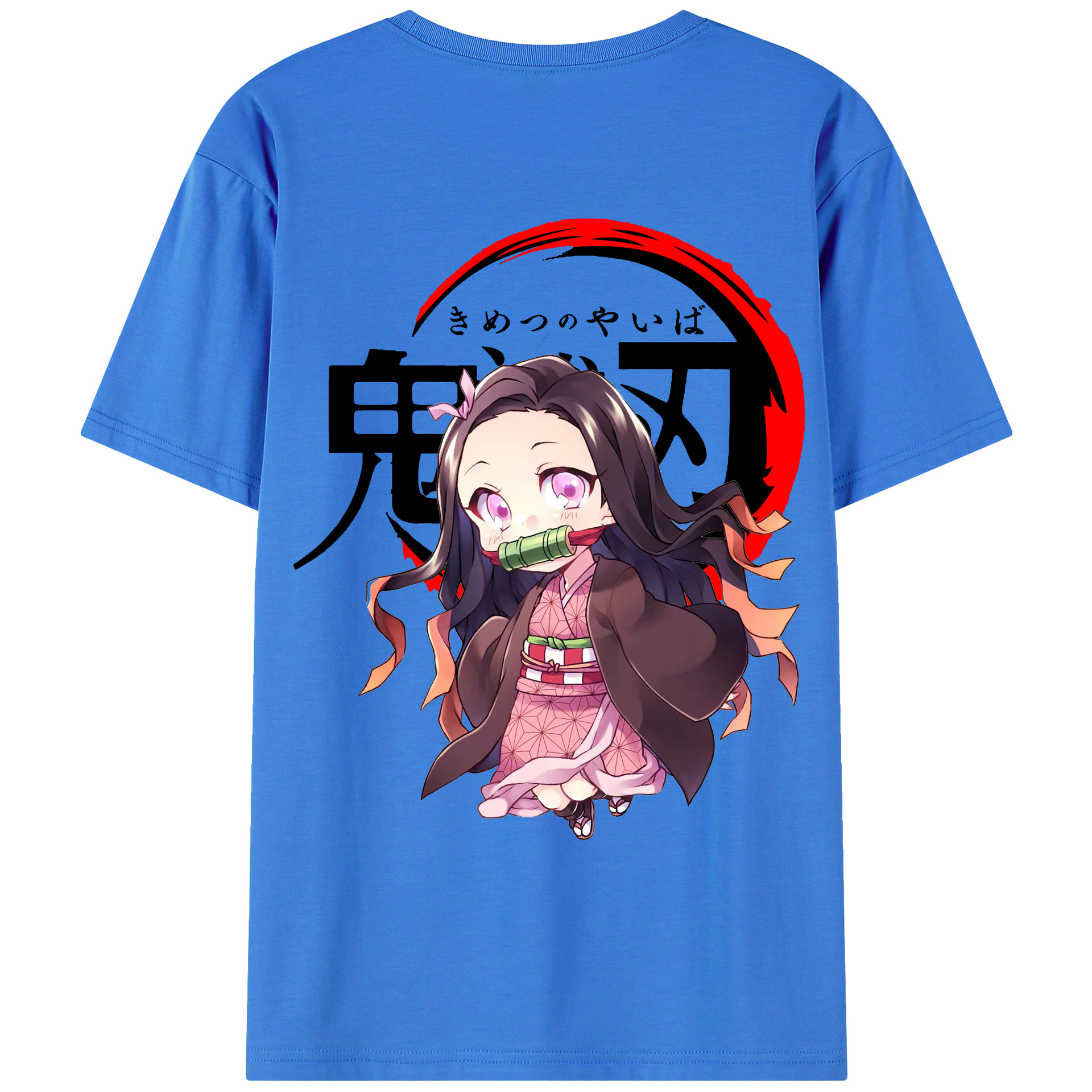 （画像用） 鬼滅の刃（きめつのやいば）竈門 禰󠄀豆子／かまど ねずこ Kamado Nezuko 綿100％ メンズ半袖Tシャツ（バックプリント） 通気性