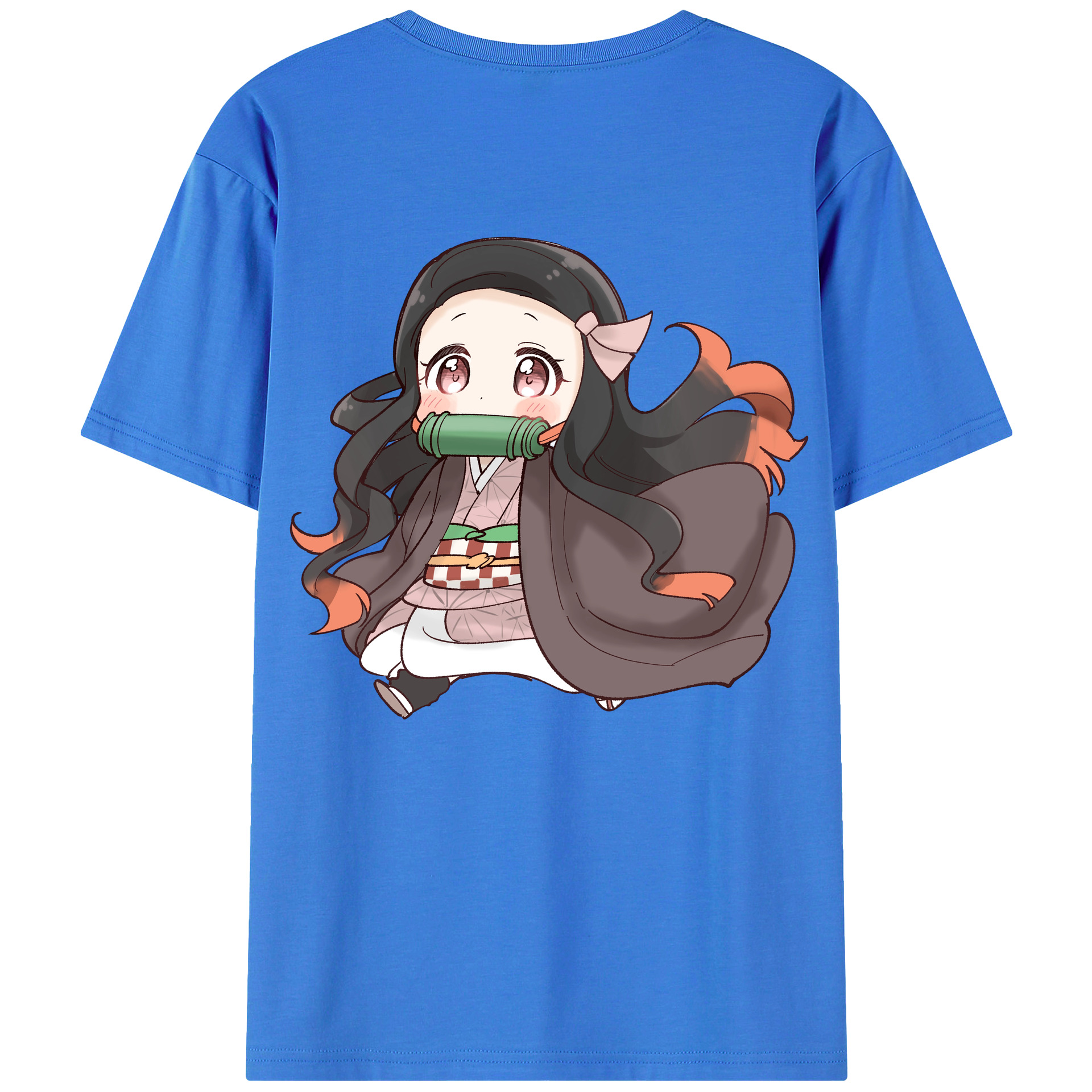 （画像用） 鬼滅の刃（きめつのやいば）竈門 禰󠄀豆子／かまど ねずこ Kamado Nezuko 綿100％ メンズ半袖Tシャツ（バックプリント） 通気性
