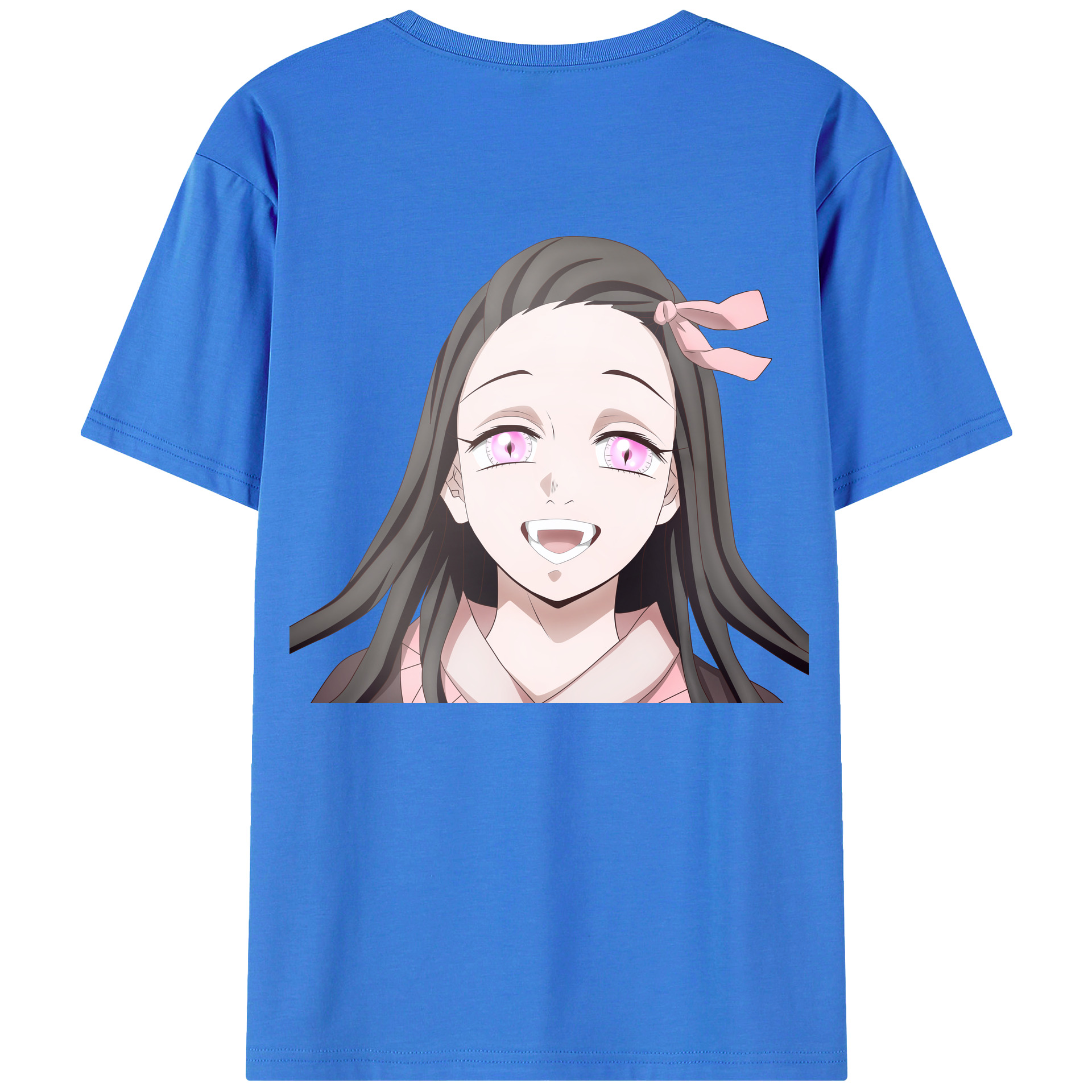 （画像用） 鬼滅の刃（きめつのやいば）竈門 禰󠄀豆子／かまど ねずこ Kamado Nezuko 綿100％ メンズ半袖Tシャツ（バックプリント） 通気性