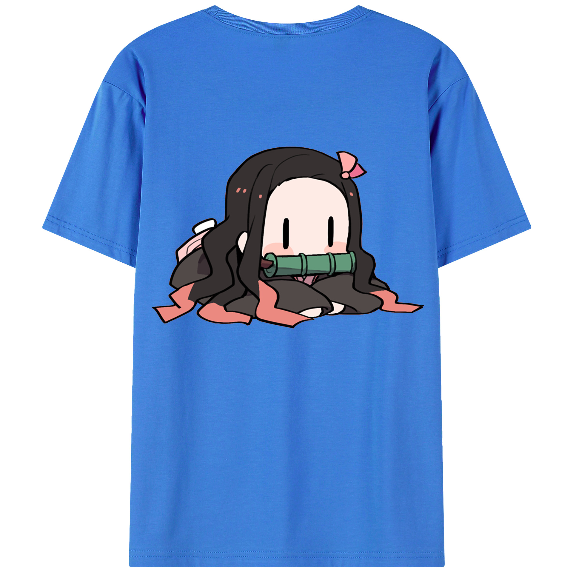（画像用） 鬼滅の刃（きめつのやいば）竈門 禰󠄀豆子／かまど ねずこ Kamado Nezuko 綿100％ メンズ半袖Tシャツ（バックプリント） 通気性