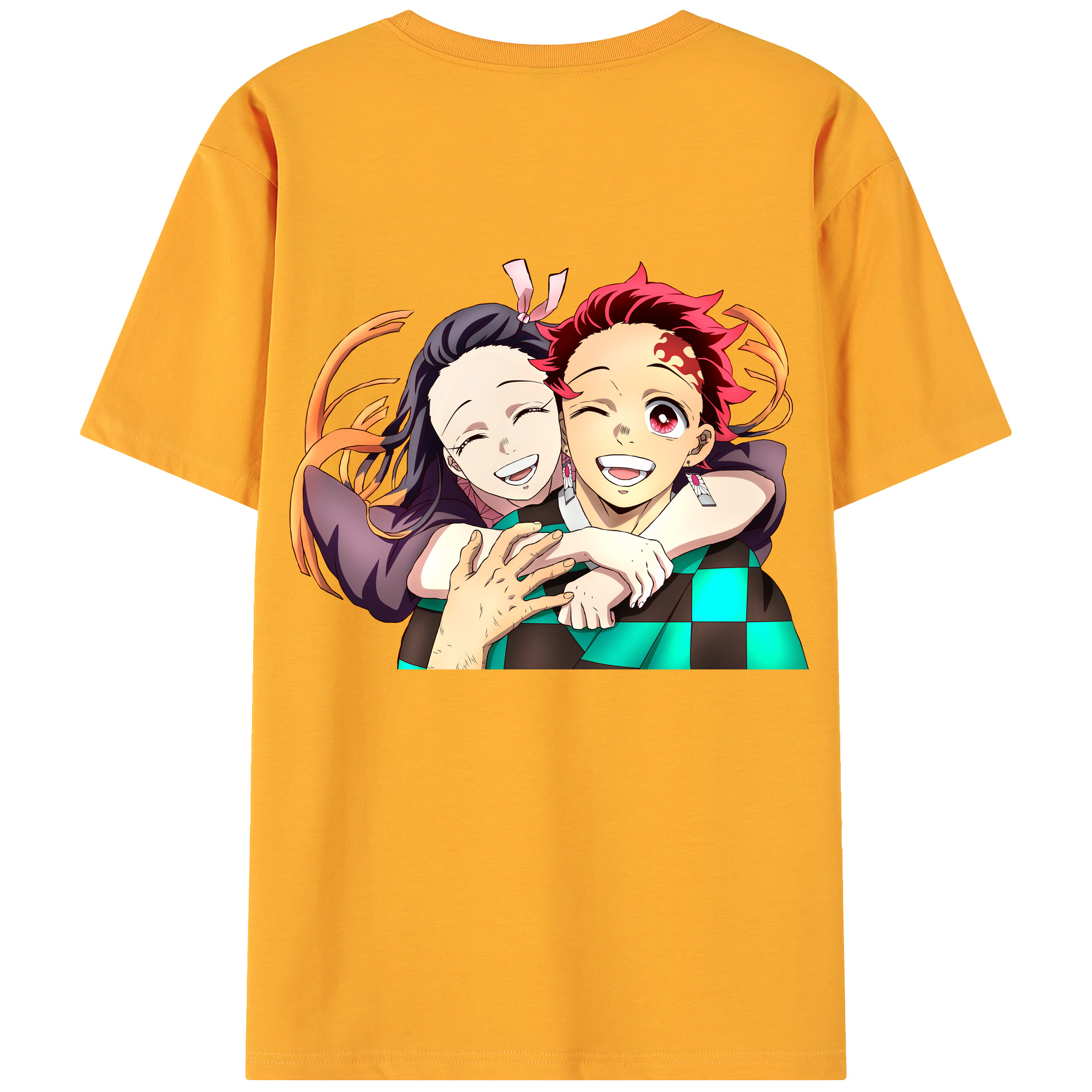 （画像用） 鬼滅の刃（きめつのやいば）竈門 禰󠄀豆子／かまど ねずこ Kamado Nezuko 綿100％ メンズ半袖Tシャツ（バックプリント） 通気性