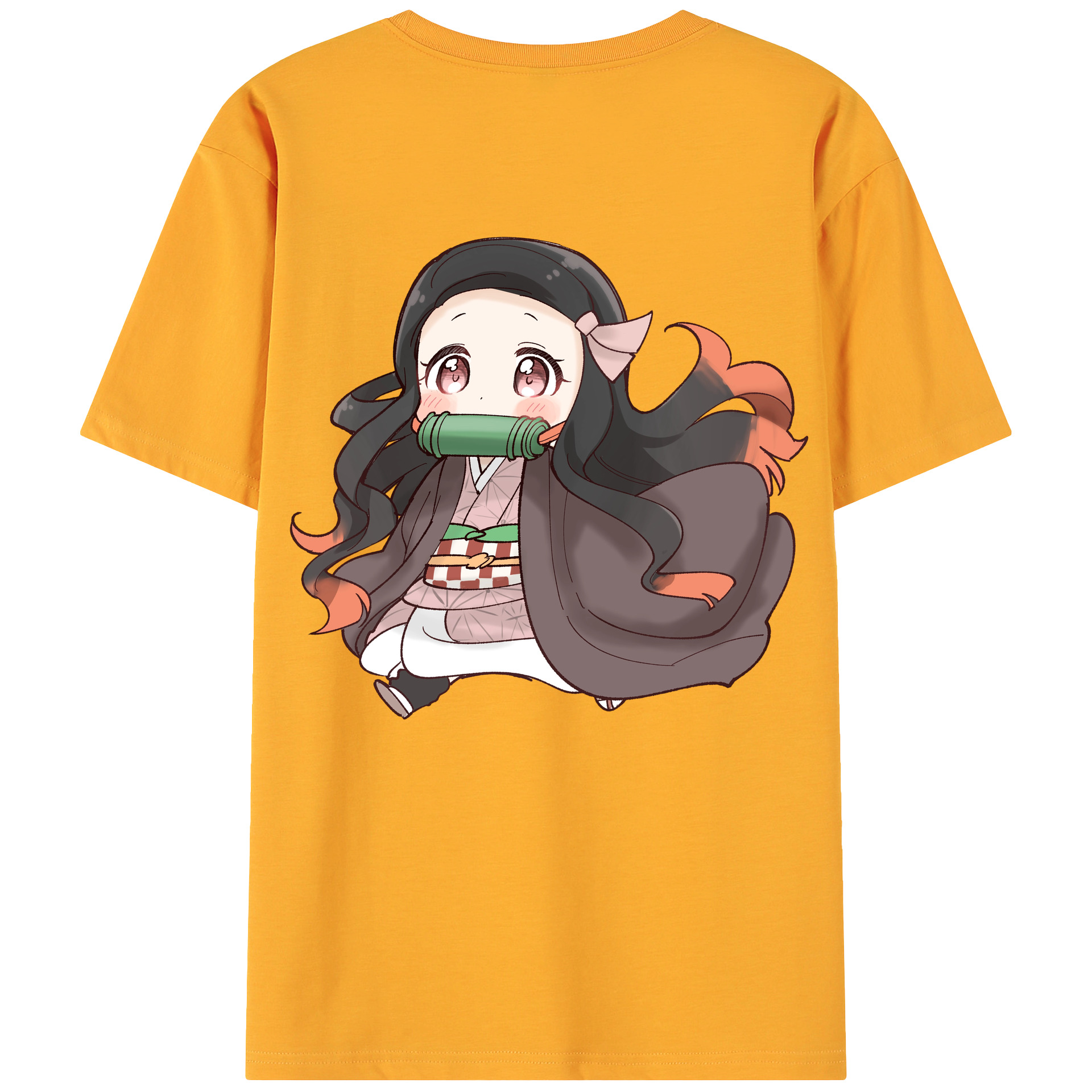 （画像用） 鬼滅の刃（きめつのやいば）竈門 禰󠄀豆子／かまど ねずこ Kamado Nezuko 綿100％ メンズ半袖Tシャツ（バックプリント） 通気性