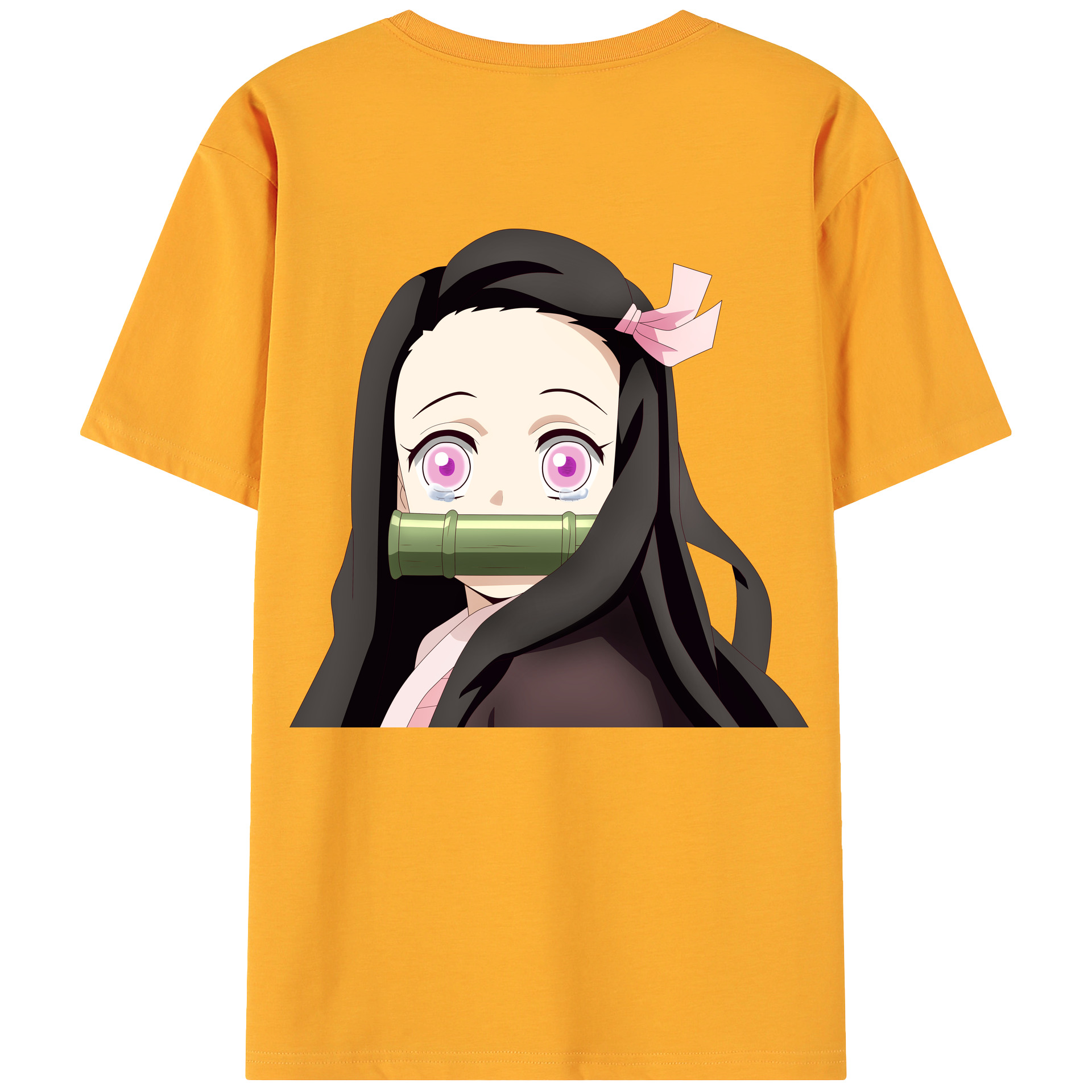 （画像用） 鬼滅の刃（きめつのやいば）竈門 禰󠄀豆子／かまど ねずこ Kamado Nezuko 綿100％ メンズ半袖Tシャツ（バックプリント） 通気性
