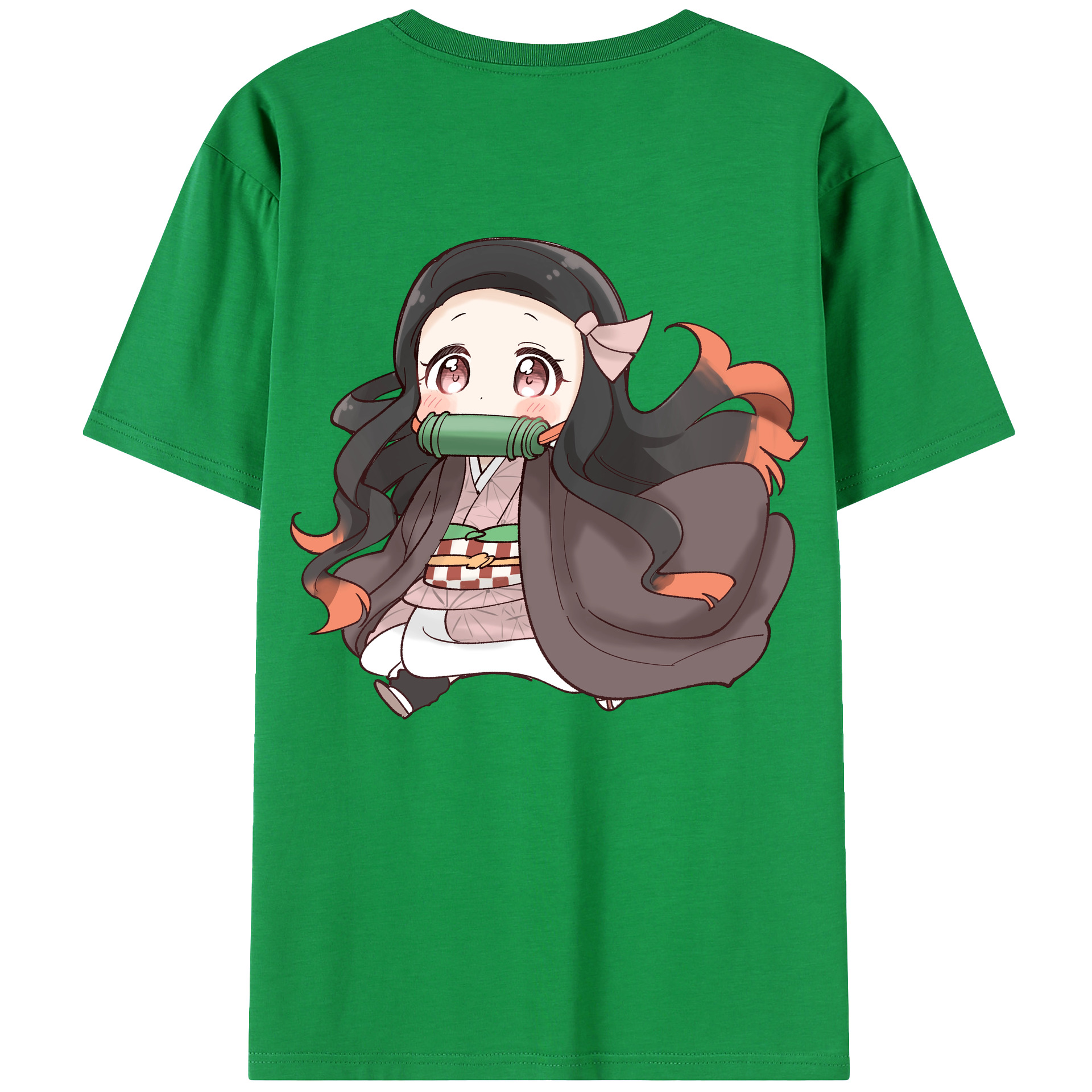 （画像用） 鬼滅の刃（きめつのやいば）竈門 禰󠄀豆子／かまど ねずこ Kamado Nezuko 綿100％ メンズ半袖Tシャツ（バックプリント） 通気性