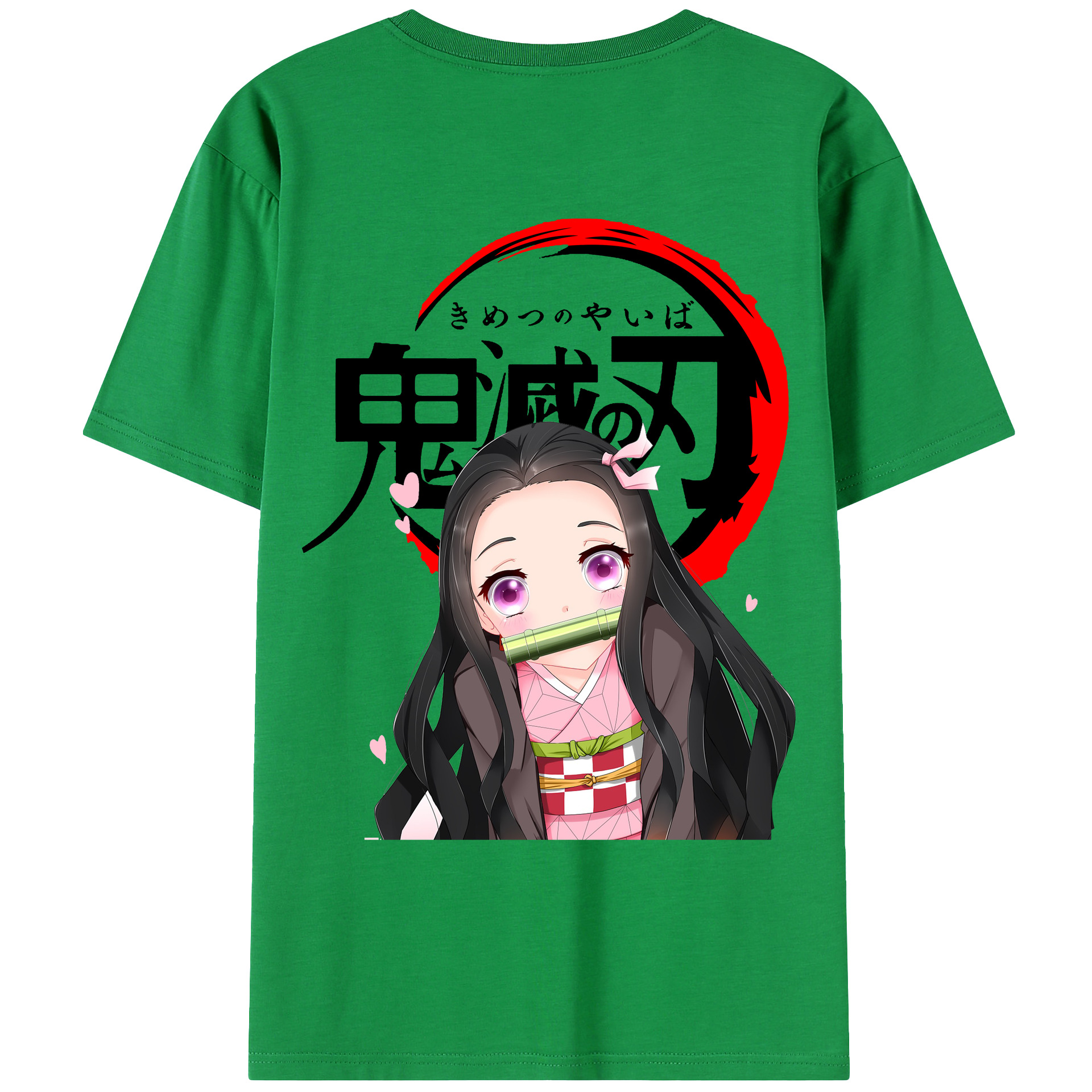 （画像用） 鬼滅の刃（きめつのやいば）竈門 禰󠄀豆子／かまど ねずこ Kamado Nezuko 綿100％ メンズ半袖Tシャツ（バックプリント） 通気性