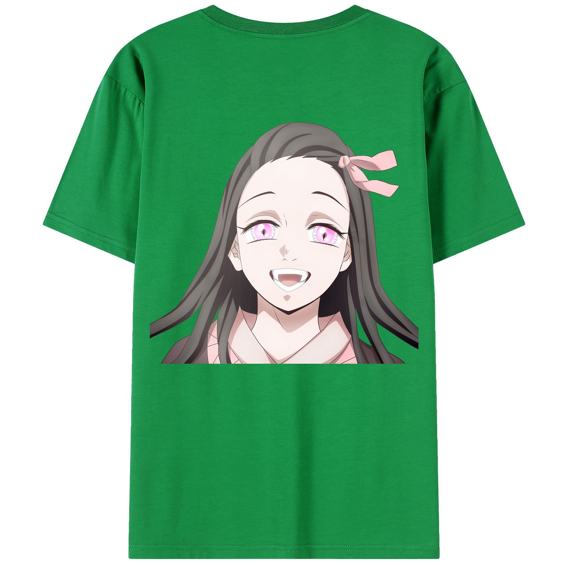 （画像用） 鬼滅の刃（きめつのやいば）竈門 禰󠄀豆子／かまど ねずこ Kamado Nezuko 綿100％ メンズ半袖Tシャツ（バックプリント） 通気性