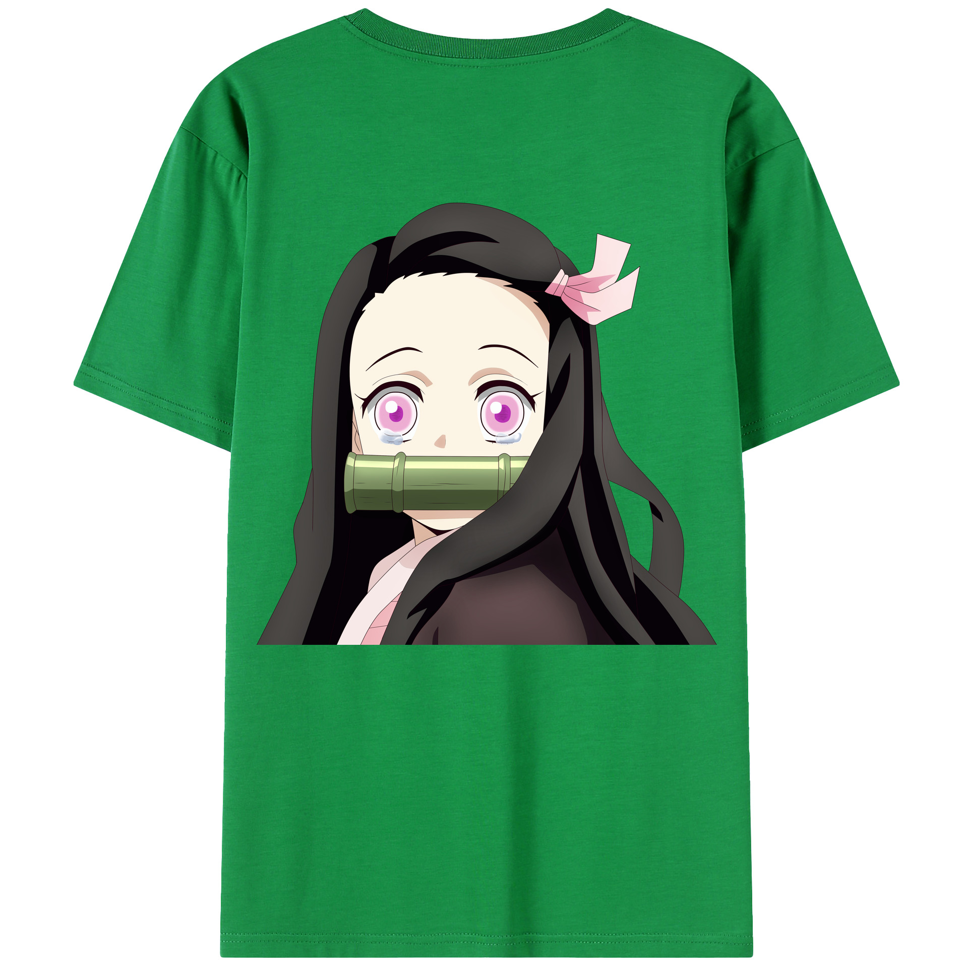 （画像用） 鬼滅の刃（きめつのやいば）竈門 禰󠄀豆子／かまど ねずこ Kamado Nezuko 綿100％ メンズ半袖Tシャツ（バックプリント） 通気性