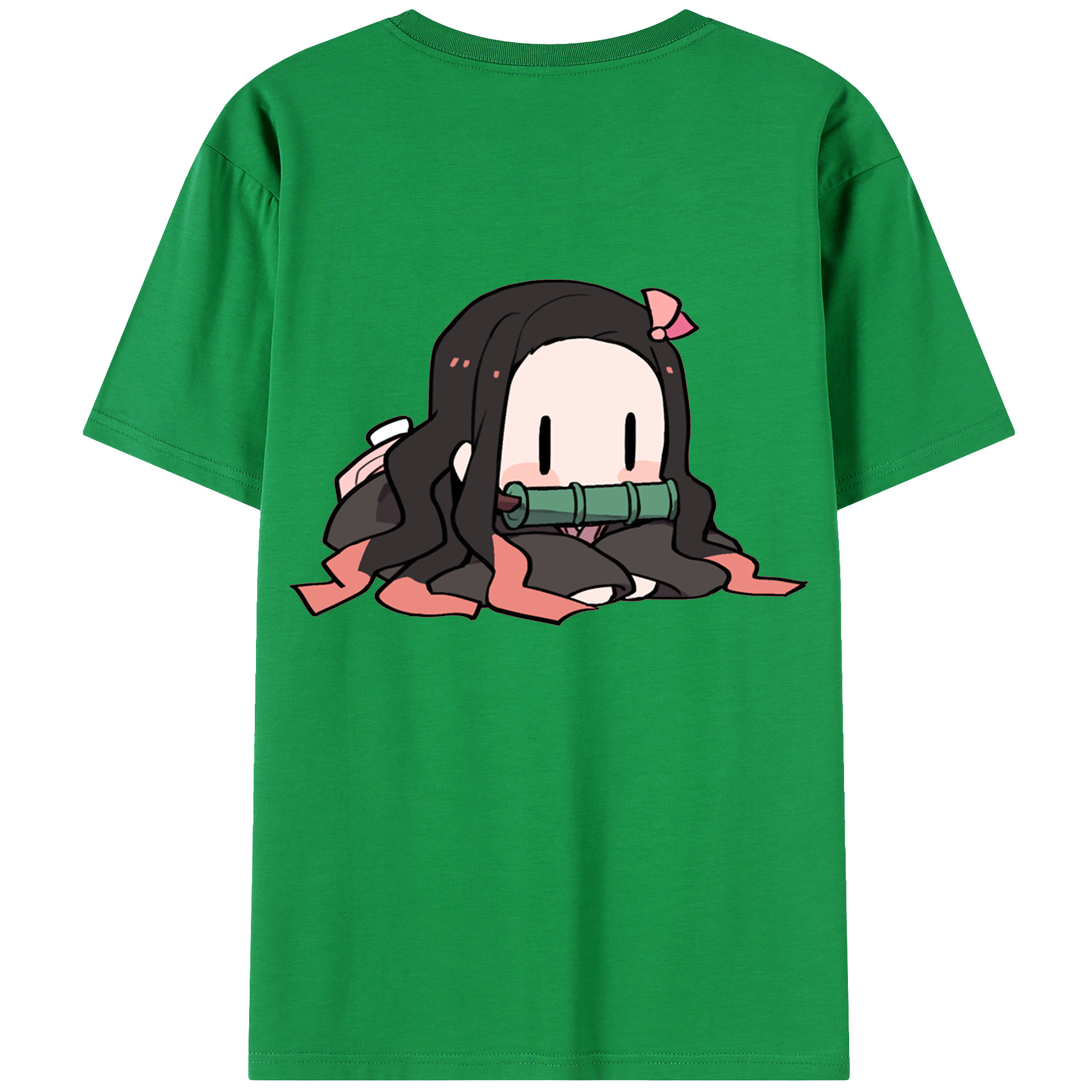 （画像用） 鬼滅の刃（きめつのやいば）竈門 禰󠄀豆子／かまど ねずこ Kamado Nezuko 綿100％ メンズ半袖Tシャツ（バックプリント） 通気性
