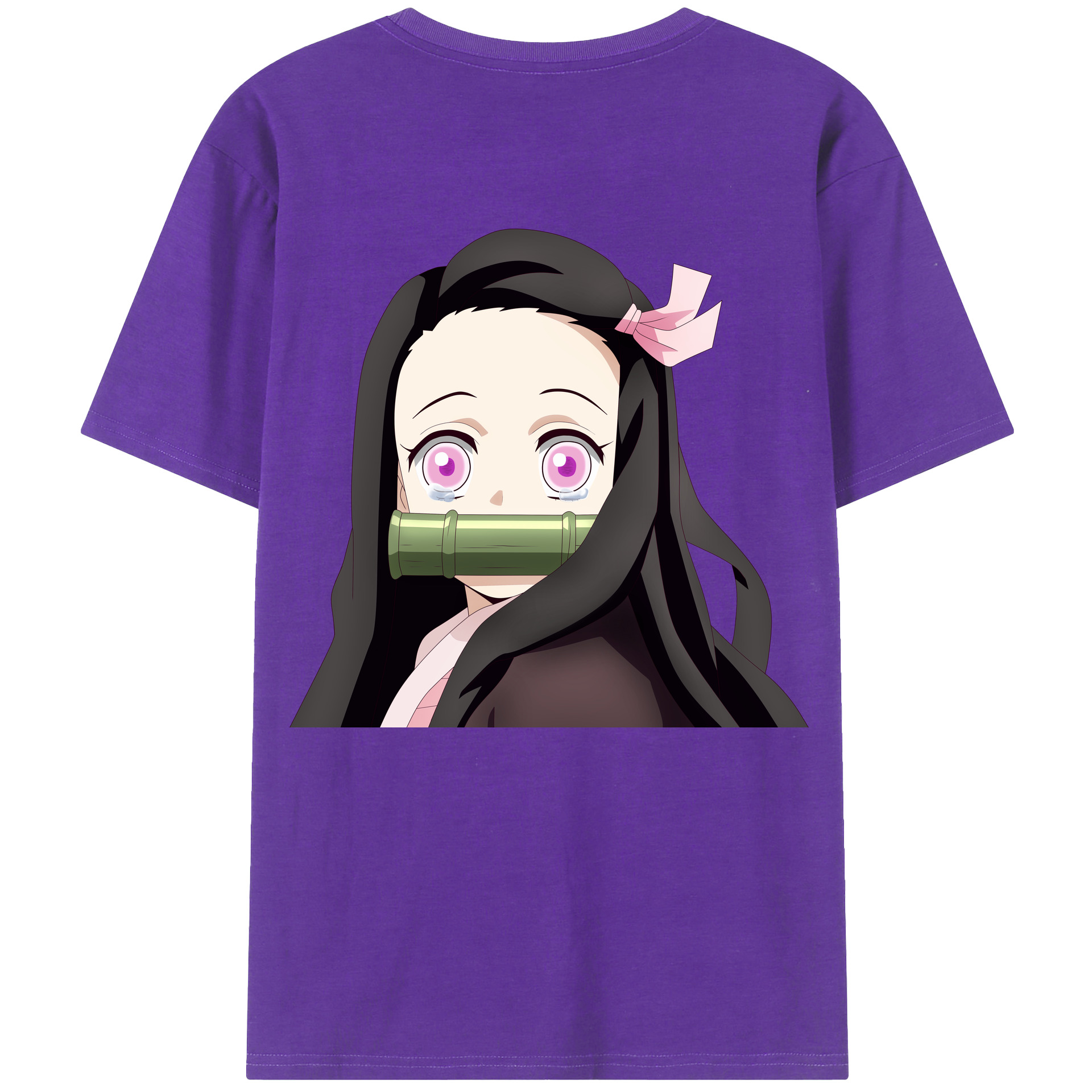 （画像用） 鬼滅の刃（きめつのやいば）竈門 禰󠄀豆子／かまど ねずこ Kamado Nezuko 綿100％ メンズ半袖Tシャツ（バックプリント） 通気性