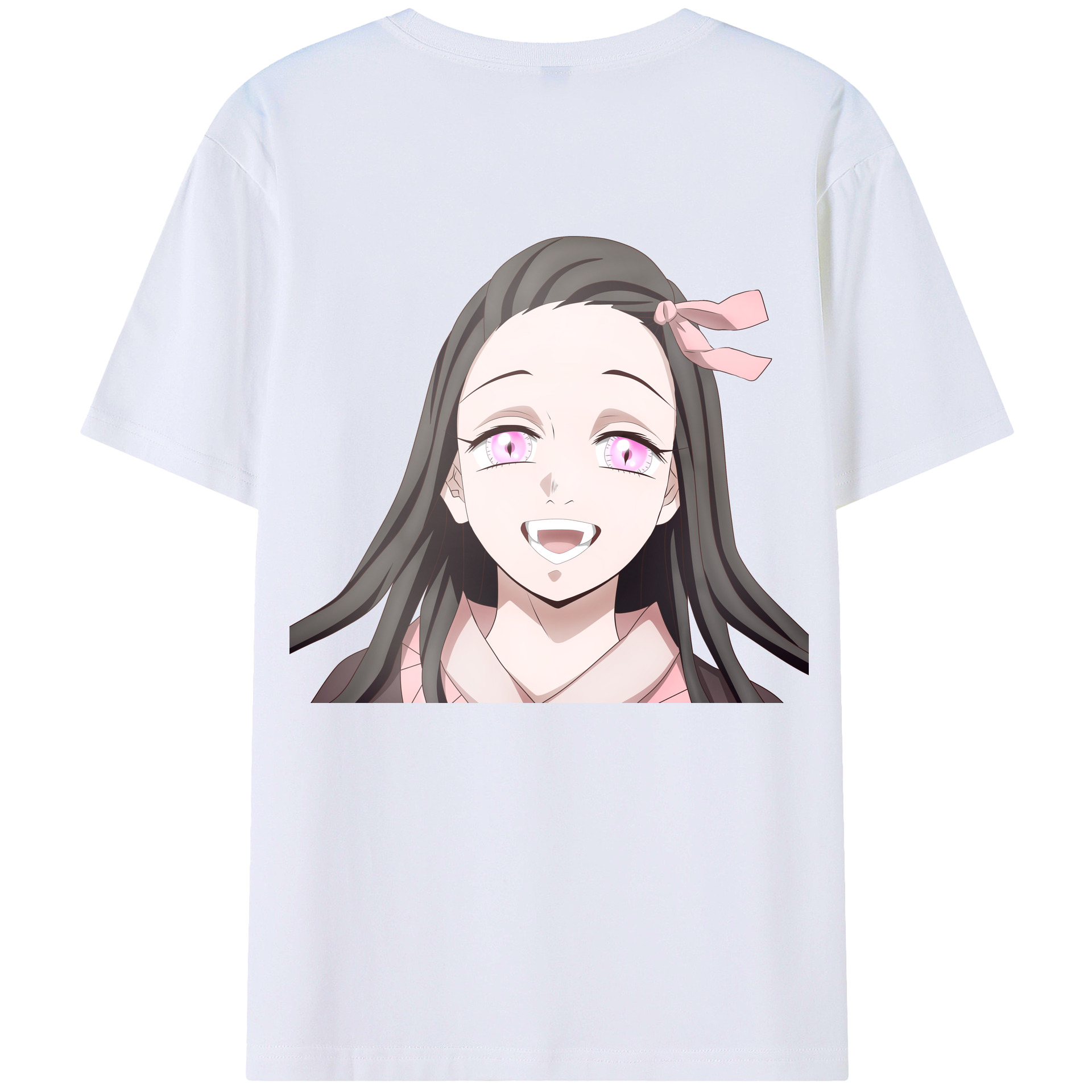 （画像用） 鬼滅の刃（きめつのやいば）竈門 禰󠄀豆子／かまど ねずこ Kamado Nezuko 綿100％ メンズ半袖Tシャツ（バックプリント） 通気性