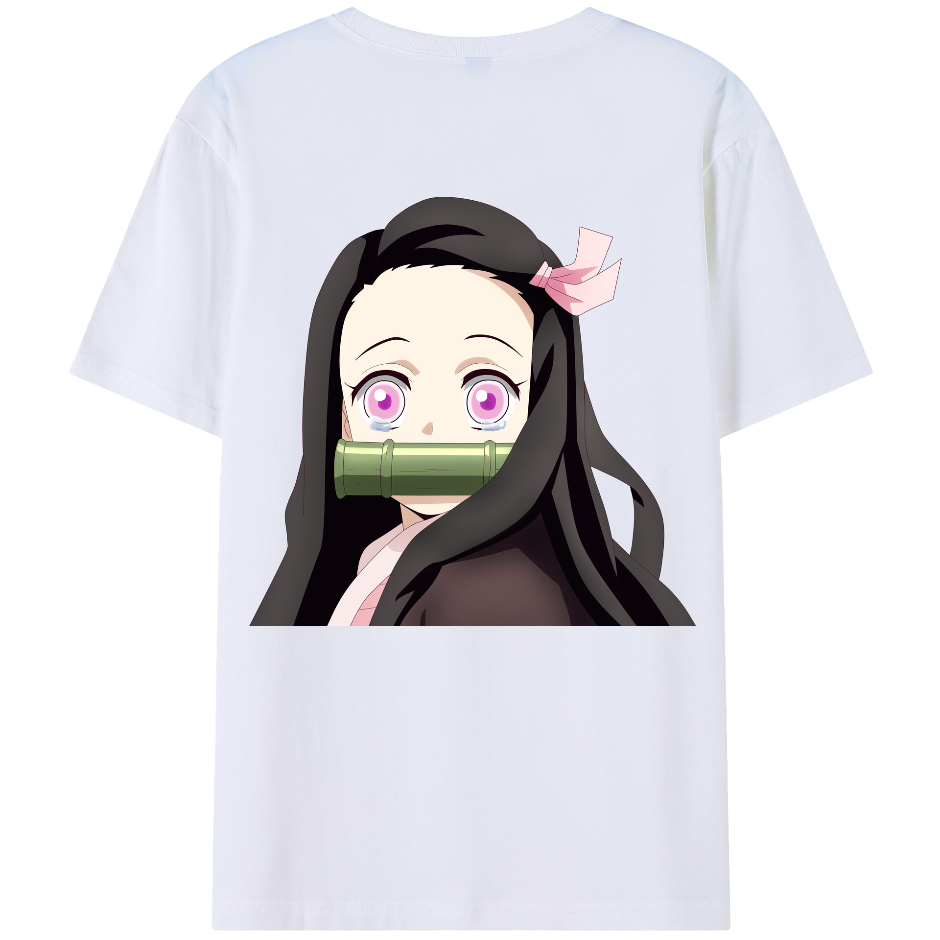 （画像用） 鬼滅の刃（きめつのやいば）竈門 禰󠄀豆子／かまど ねずこ Kamado Nezuko 綿100％ メンズ半袖Tシャツ（バックプリント） 通気性