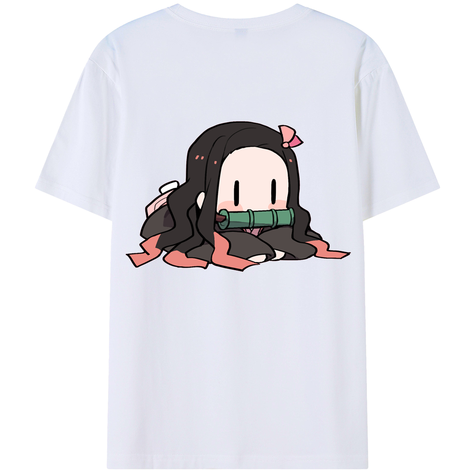 （画像用） 鬼滅の刃（きめつのやいば）竈門 禰󠄀豆子／かまど ねずこ Kamado Nezuko 綿100％ メンズ半袖Tシャツ（バックプリント） 通気性