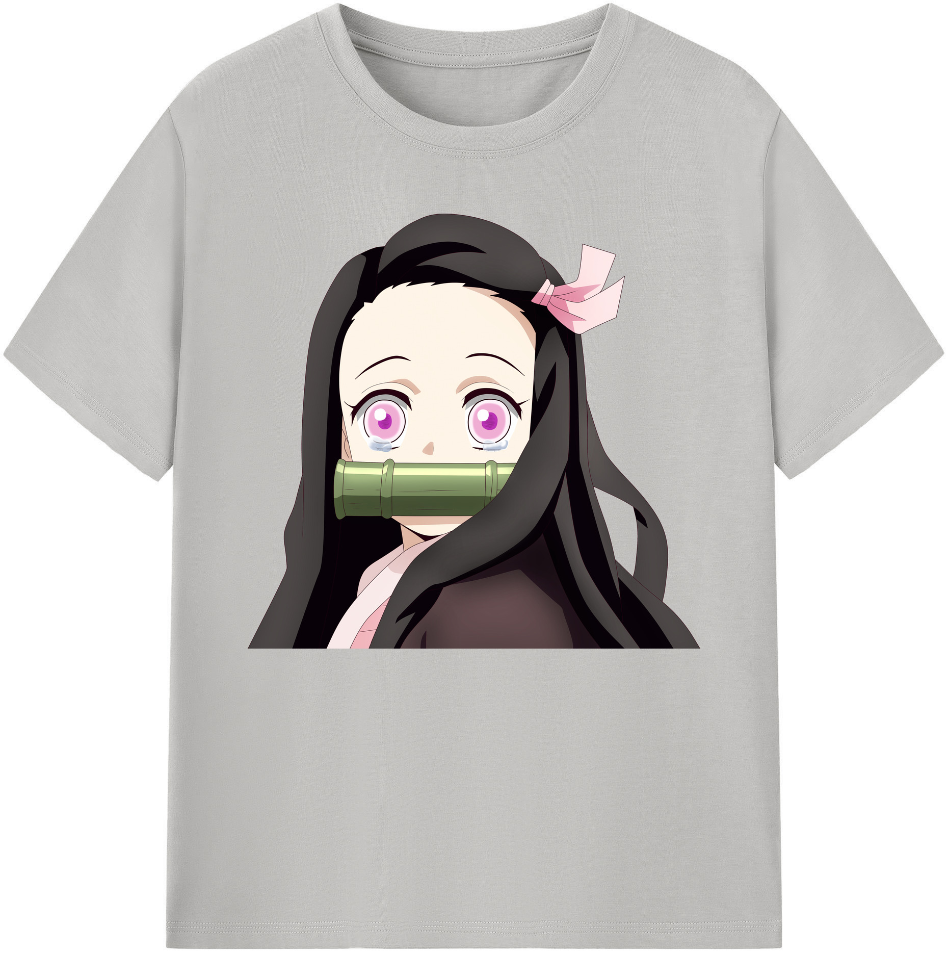 （画像用） 鬼滅の刃（きめつのやいば）竈門 禰󠄀豆子／かまど ねずこ Kamado Nezuko 綿100％ メンズ半袖Tシャツ｜肌触りやわらか＆通気性