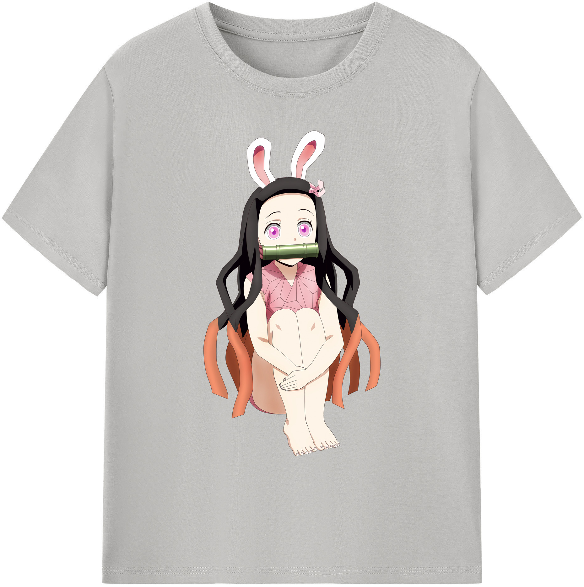 （画像用） 鬼滅の刃（きめつのやいば）竈門 禰󠄀豆子／かまど ねずこ Kamado Nezuko 綿100％ メンズ半袖Tシャツ｜肌触りやわらか＆通気性