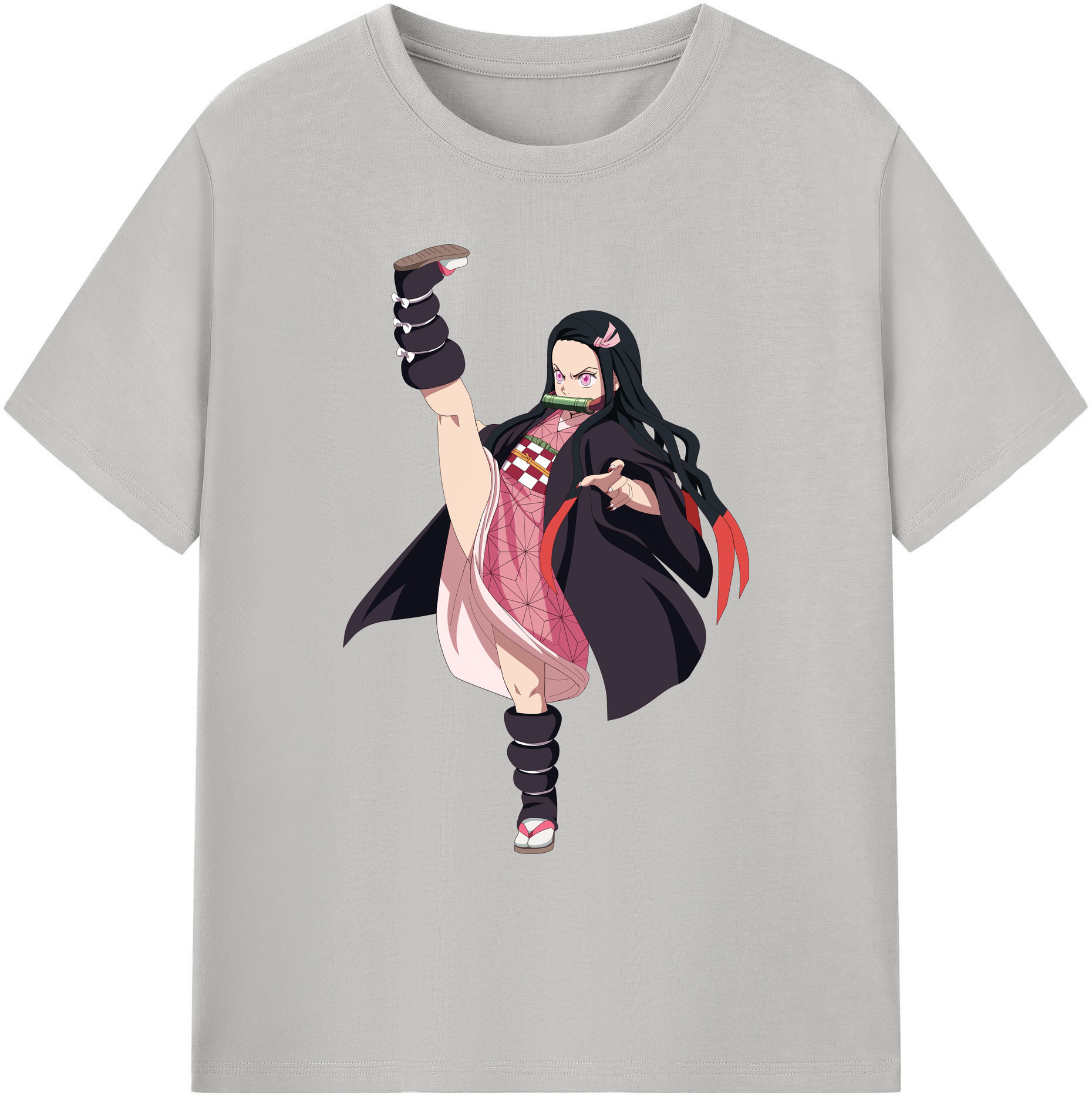 （画像用） 鬼滅の刃（きめつのやいば）竈門 禰󠄀豆子／かまど ねずこ Kamado Nezuko 綿100％ メンズ半袖Tシャツ｜肌触りやわらか＆通気性