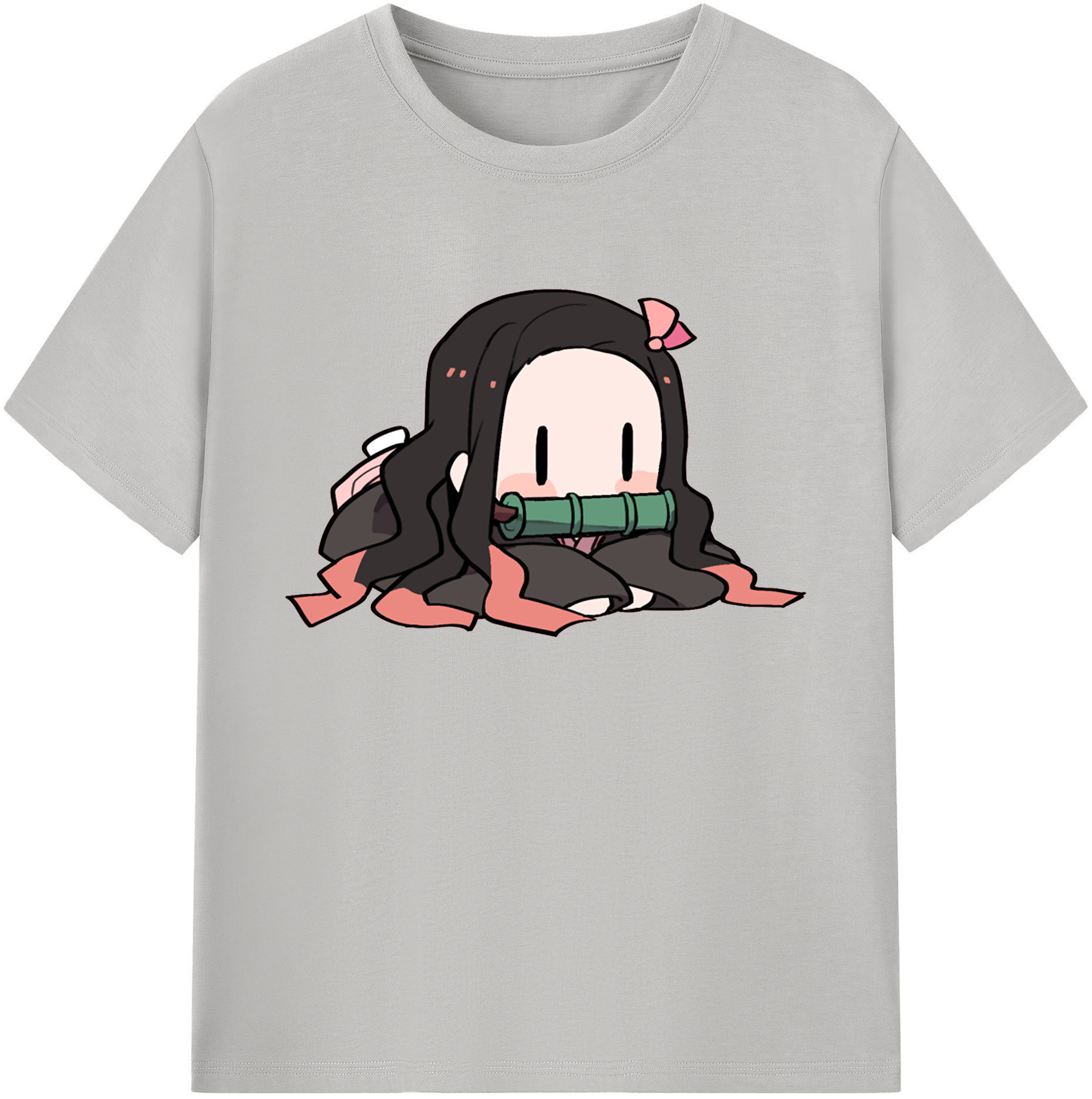 （画像用） 鬼滅の刃（きめつのやいば）竈門 禰󠄀豆子／かまど ねずこ Kamado Nezuko 綿100％ メンズ半袖Tシャツ｜肌触りやわらか＆通気性