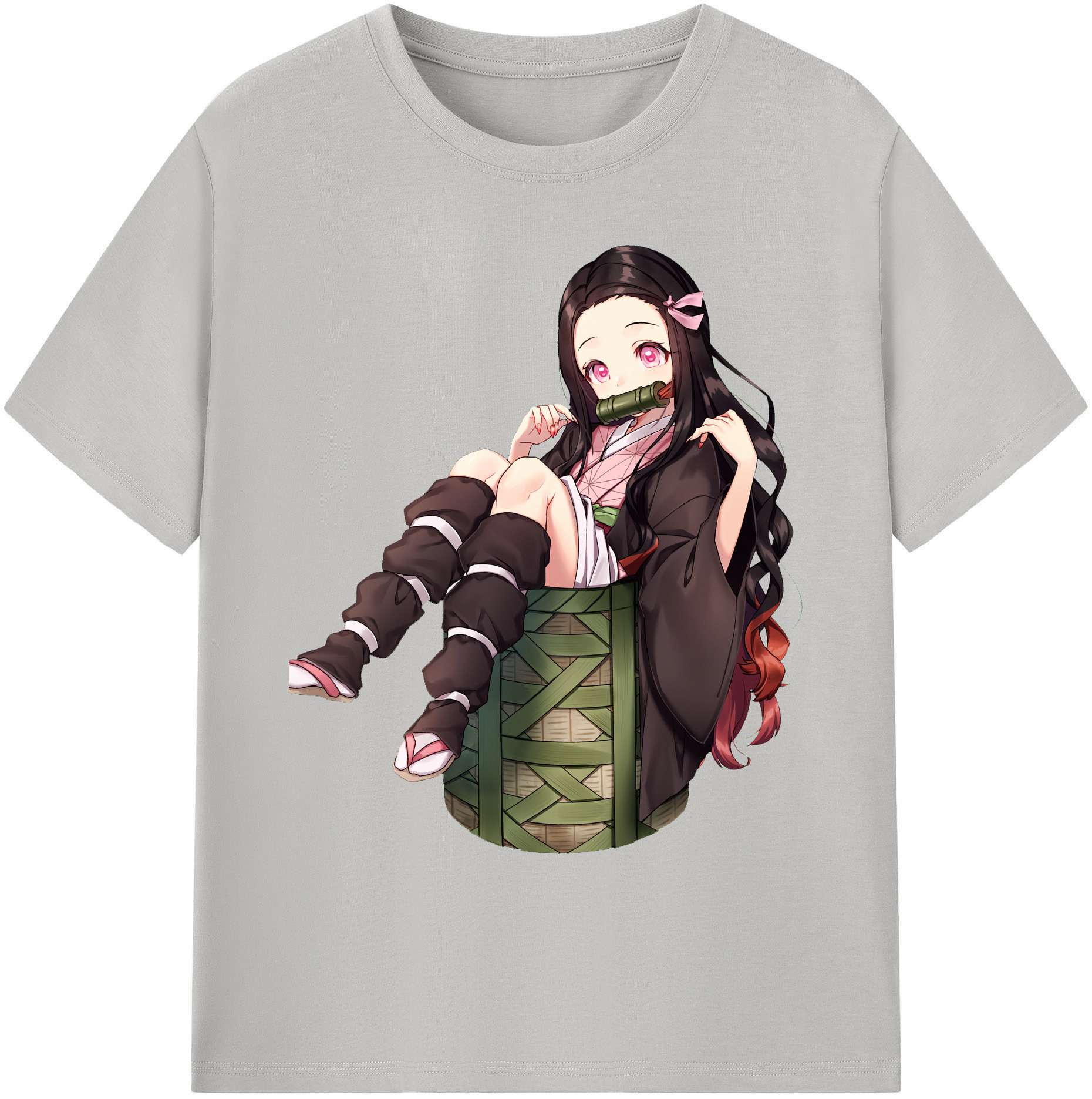 （画像用） 鬼滅の刃（きめつのやいば）竈門 禰󠄀豆子／かまど ねずこ Kamado Nezuko 綿100％ メンズ半袖Tシャツ｜肌触りやわらか＆通気性