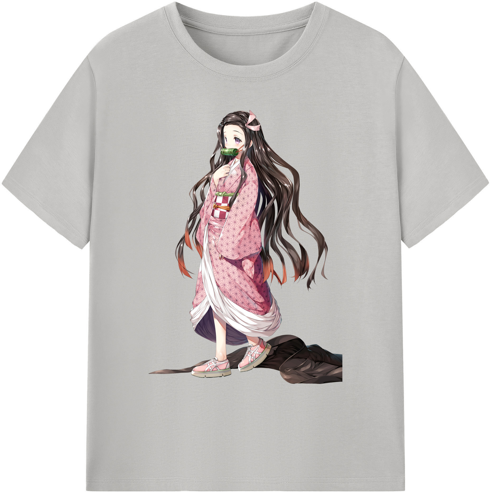 （画像用） 鬼滅の刃（きめつのやいば）竈門 禰󠄀豆子／かまど ねずこ Kamado Nezuko 綿100％ メンズ半袖Tシャツ｜肌触りやわらか＆通気性
