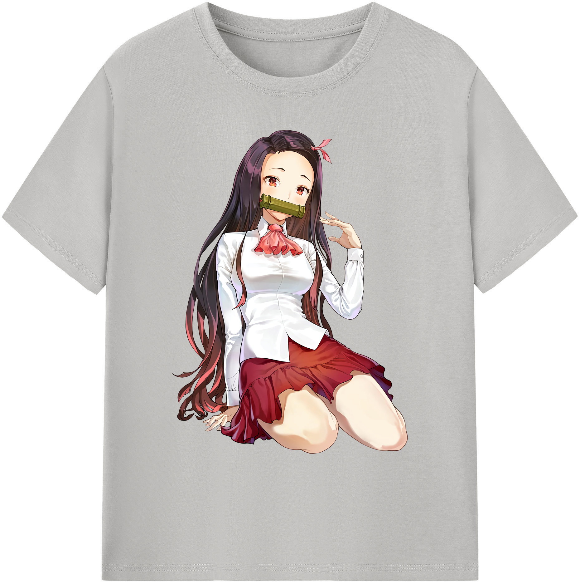 （画像用） 鬼滅の刃（きめつのやいば）竈門 禰󠄀豆子／かまど ねずこ Kamado Nezuko 綿100％ メンズ半袖Tシャツ｜肌触りやわらか＆通気性