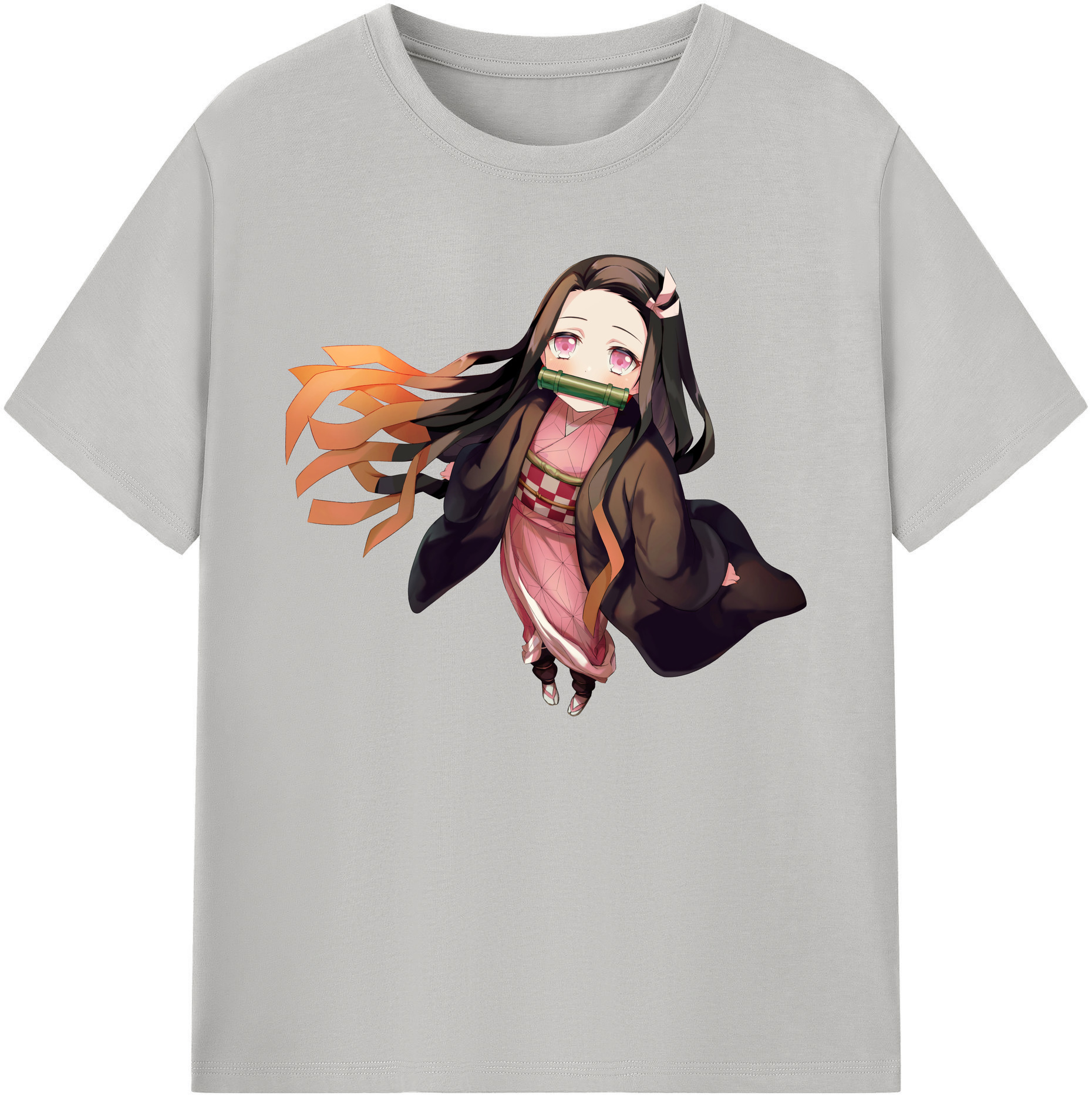 （画像用） 鬼滅の刃（きめつのやいば）竈門 禰󠄀豆子／かまど ねずこ Kamado Nezuko 綿100％ メンズ半袖Tシャツ｜肌触りやわらか＆通気性
