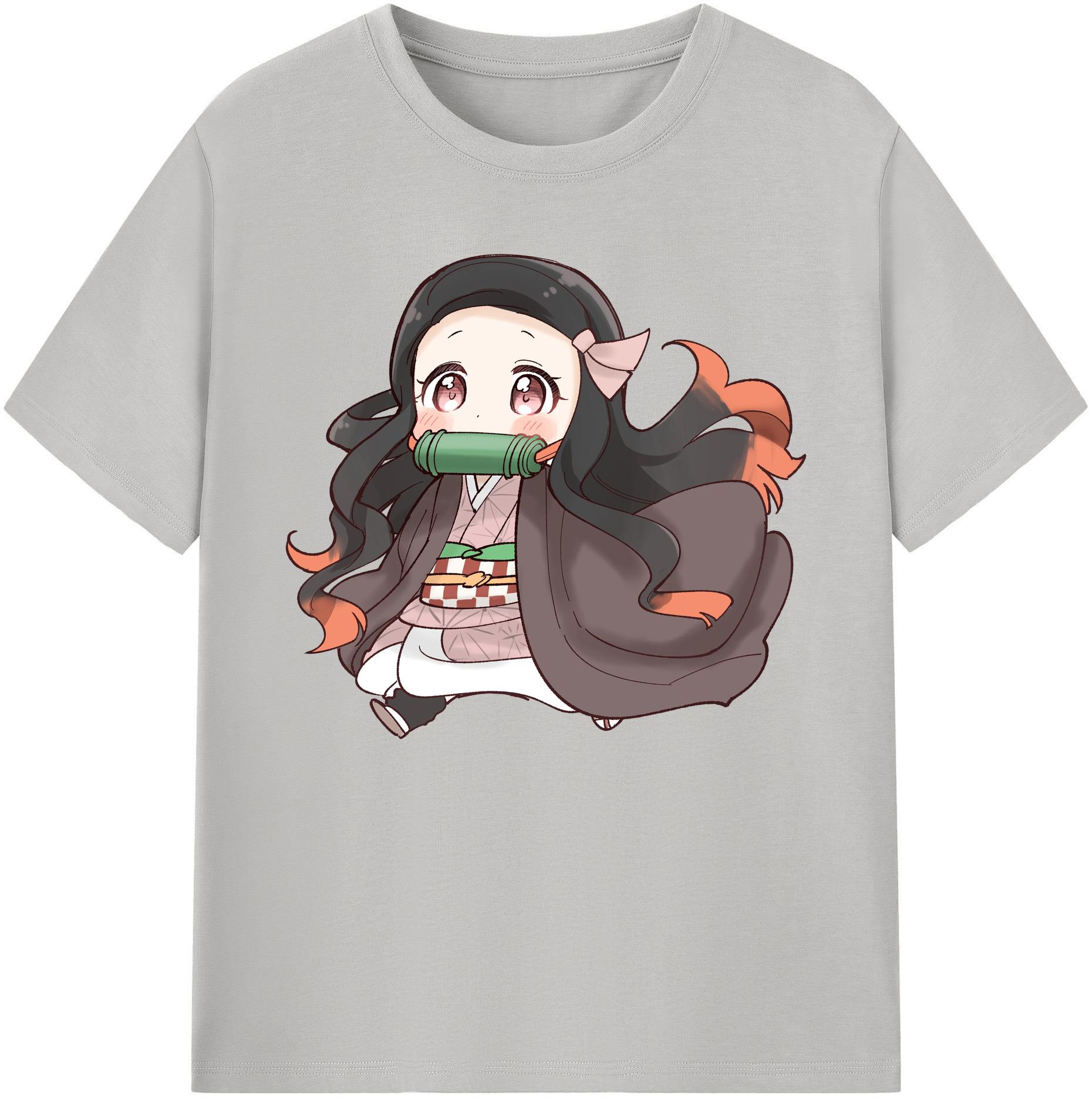 （画像用） 鬼滅の刃（きめつのやいば）竈門 禰󠄀豆子／かまど ねずこ Kamado Nezuko 綿100％ メンズ半袖Tシャツ｜肌触りやわらか＆通気性
