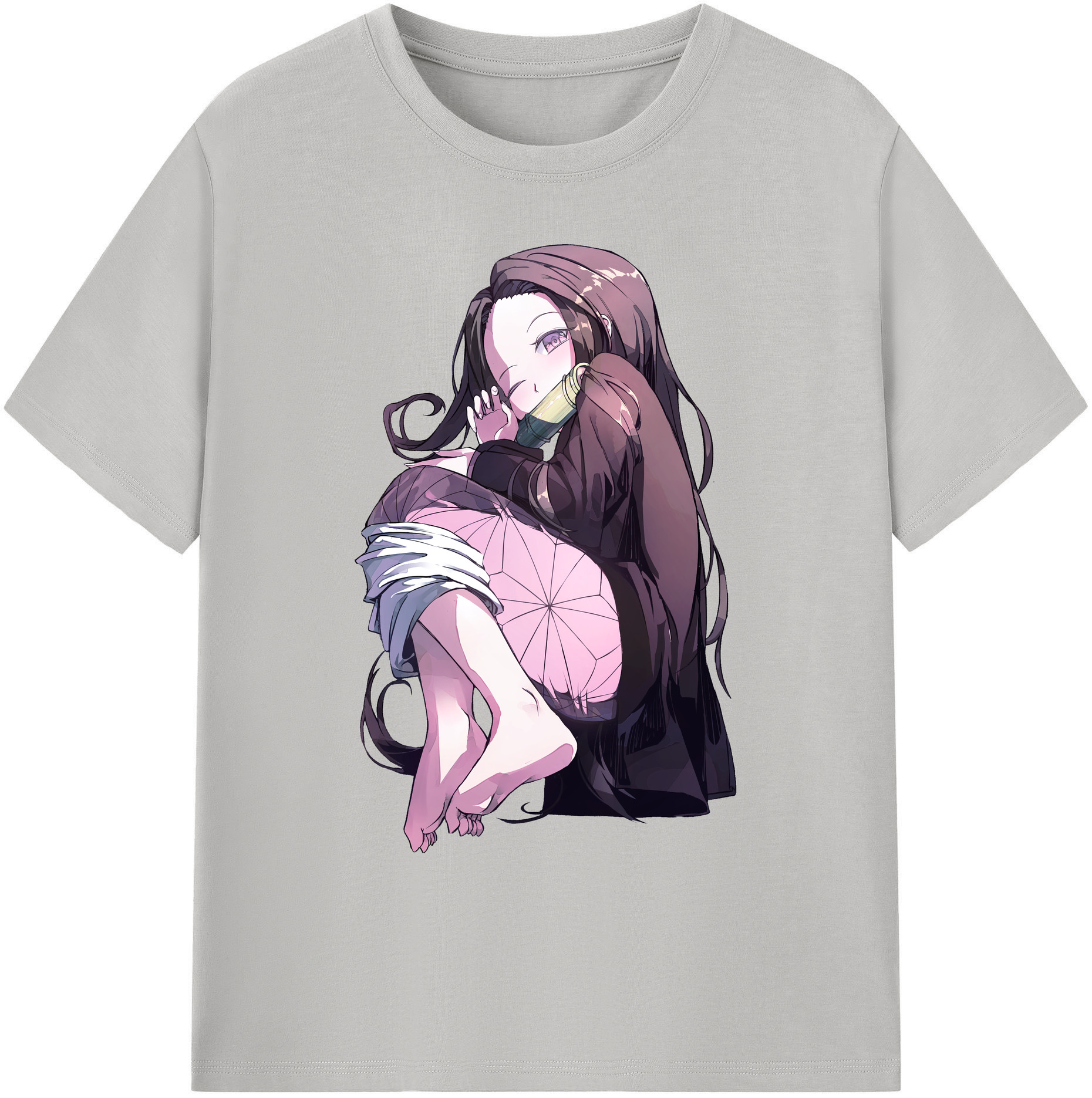 （画像用） 鬼滅の刃（きめつのやいば）竈門 禰󠄀豆子／かまど ねずこ Kamado Nezuko 綿100％ メンズ半袖Tシャツ｜肌触りやわらか＆通気性
