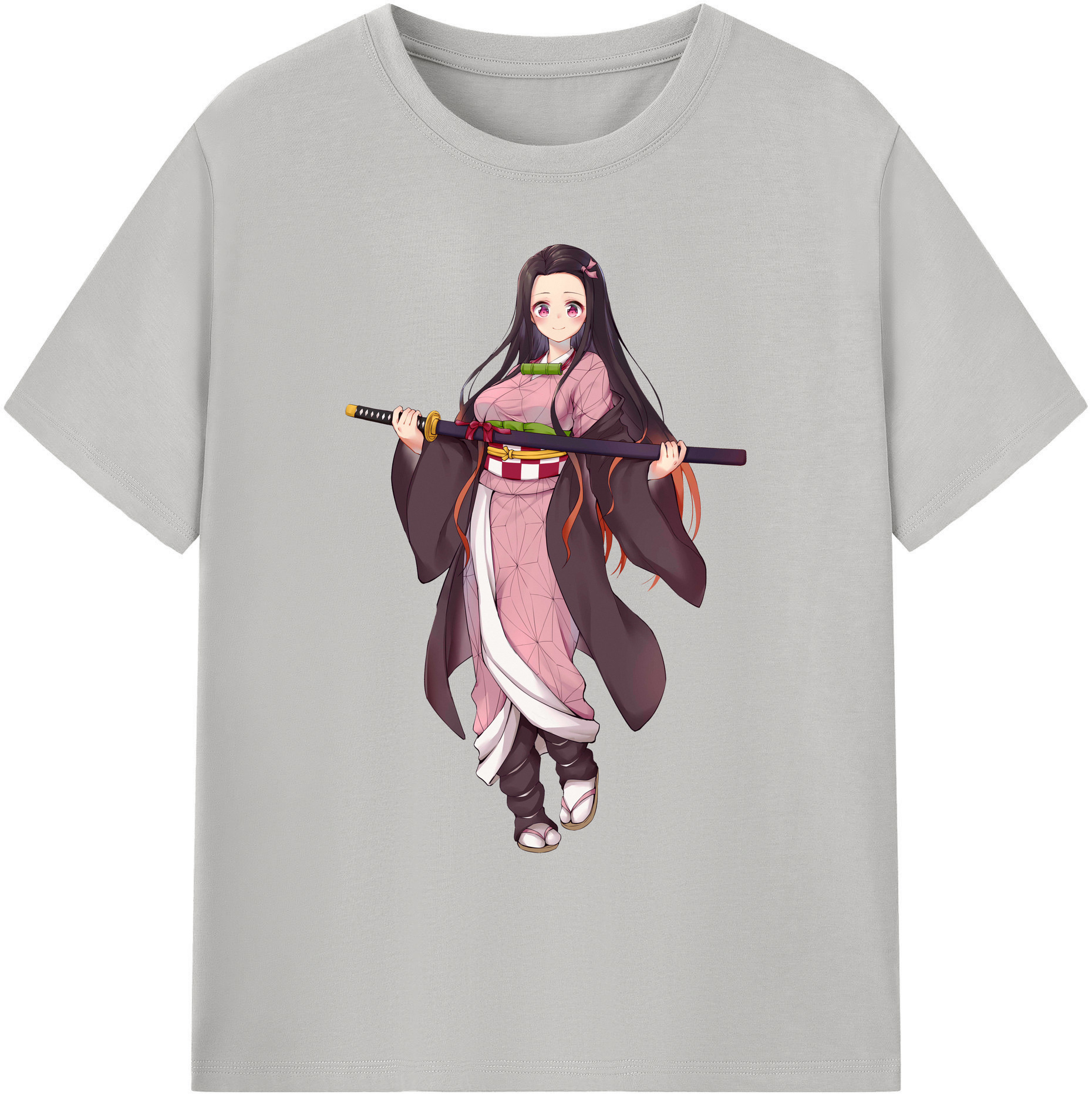 （画像用） 鬼滅の刃（きめつのやいば）竈門 禰󠄀豆子／かまど ねずこ Kamado Nezuko 綿100％ メンズ半袖Tシャツ｜肌触りやわらか＆通気性
