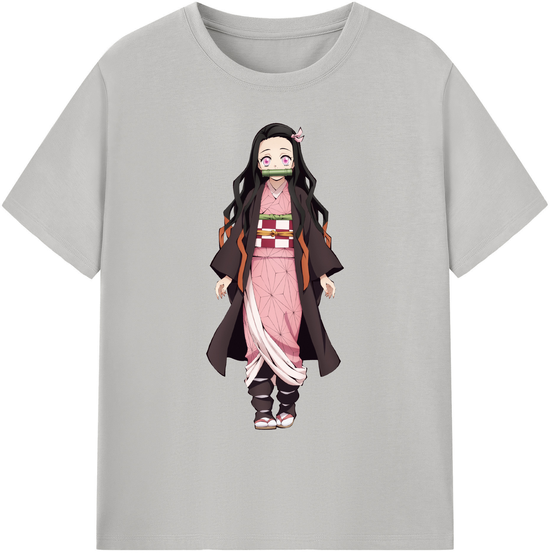 （画像用） 鬼滅の刃（きめつのやいば）竈門 禰󠄀豆子／かまど ねずこ Kamado Nezuko 綿100％ メンズ半袖Tシャツ｜肌触りやわらか＆通気性