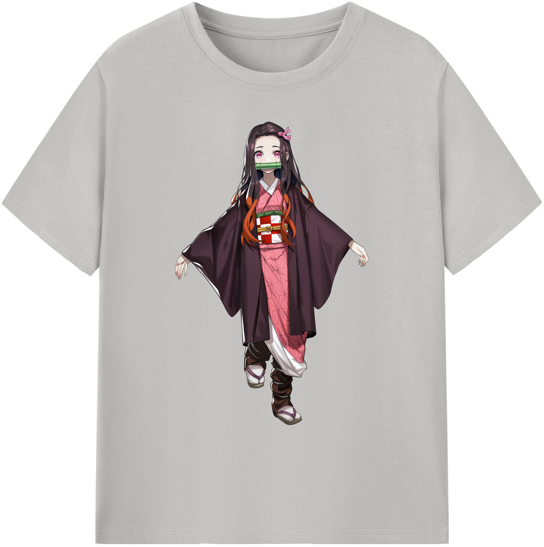 （画像用） 鬼滅の刃（きめつのやいば）竈門 禰󠄀豆子／かまど ねずこ Kamado Nezuko 綿100％ メンズ半袖Tシャツ｜肌触りやわらか＆通気性