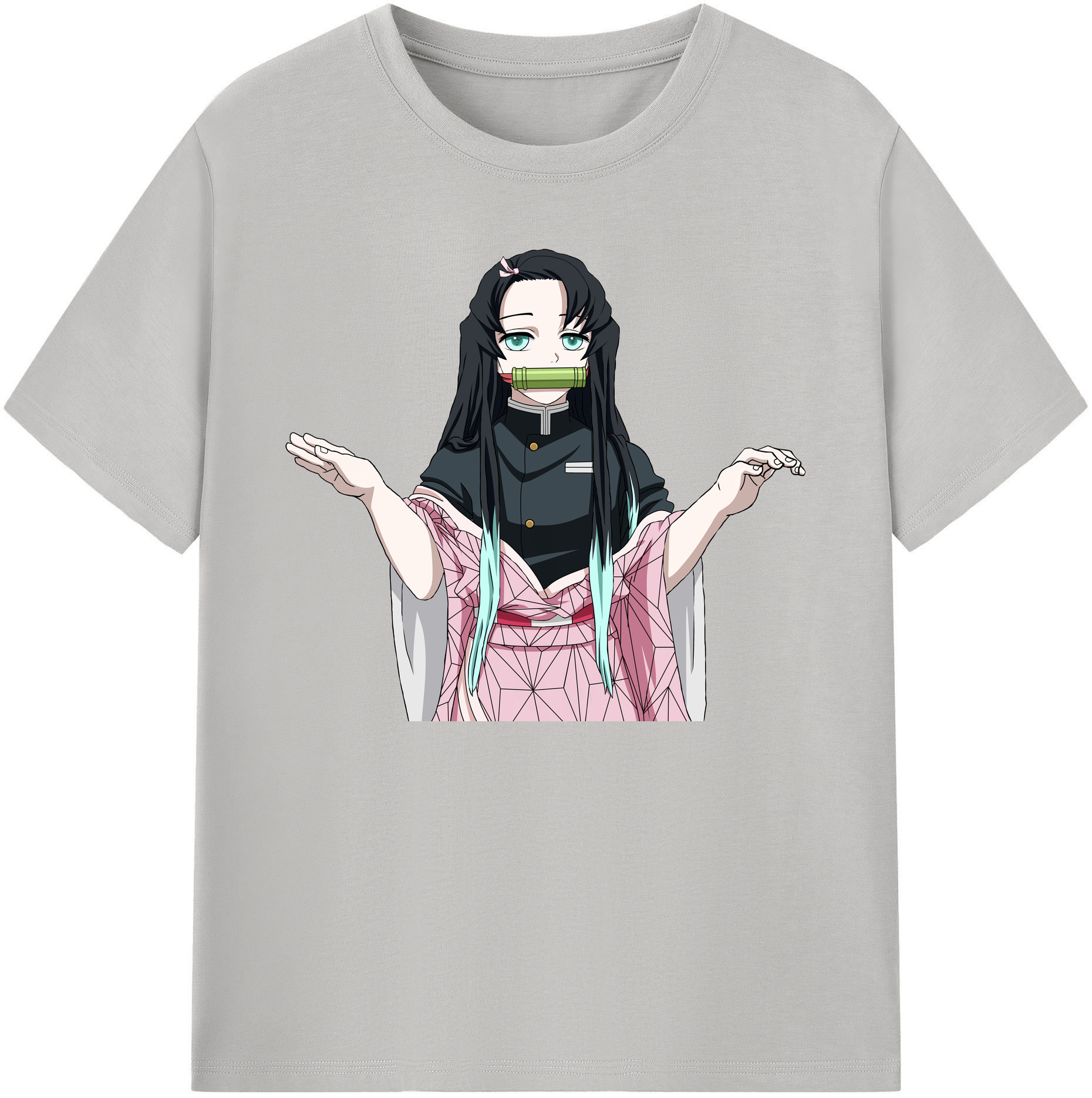 （画像用） 鬼滅の刃（きめつのやいば）竈門 禰󠄀豆子／かまど ねずこ Kamado Nezuko 綿100％ メンズ半袖Tシャツ｜肌触りやわらか＆通気性