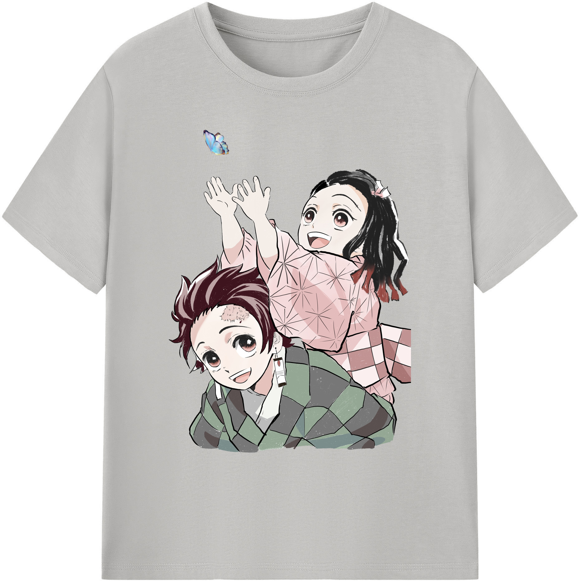 （画像用） 鬼滅の刃（きめつのやいば）竈門 禰󠄀豆子／かまど ねずこ Kamado Nezuko 綿100％ メンズ半袖Tシャツ｜肌触りやわらか＆通気性
