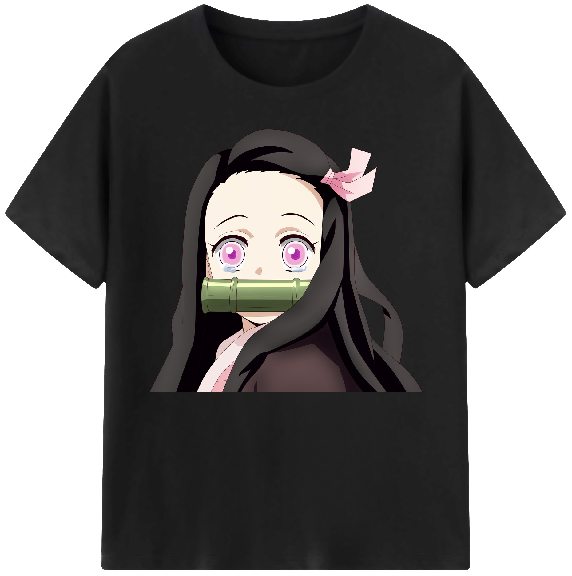 （画像用） 鬼滅の刃（きめつのやいば）竈門 禰󠄀豆子／かまど ねずこ Kamado Nezuko 綿100％ メンズ半袖Tシャツ｜肌触りやわらか＆通気性